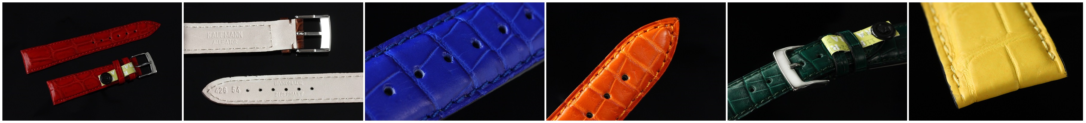 Kaufmann Uhrenarmbänder aus Alligatorleder Full Cut mit Dornschließe | verschiedene Farben