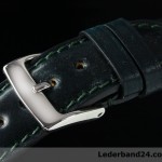 Kaufmann Uhrenarmband aus Pferdeleder (Shell Cordovan) flach mit Dornschließe | dunkelgrün