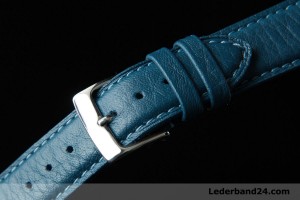 Kaufmann Uhrenarmband aus Kalbsleder (Taurillon) flach mit Faltschließe | dunkelblau