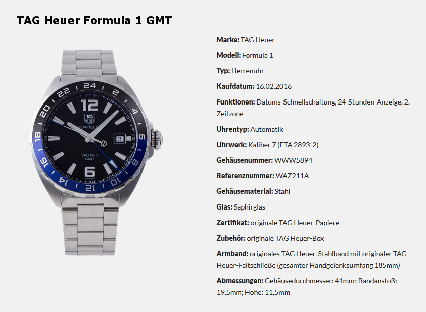 Gewinnspiel - TAG Heuer Formula 1 GMT - Informationen zur Uhr