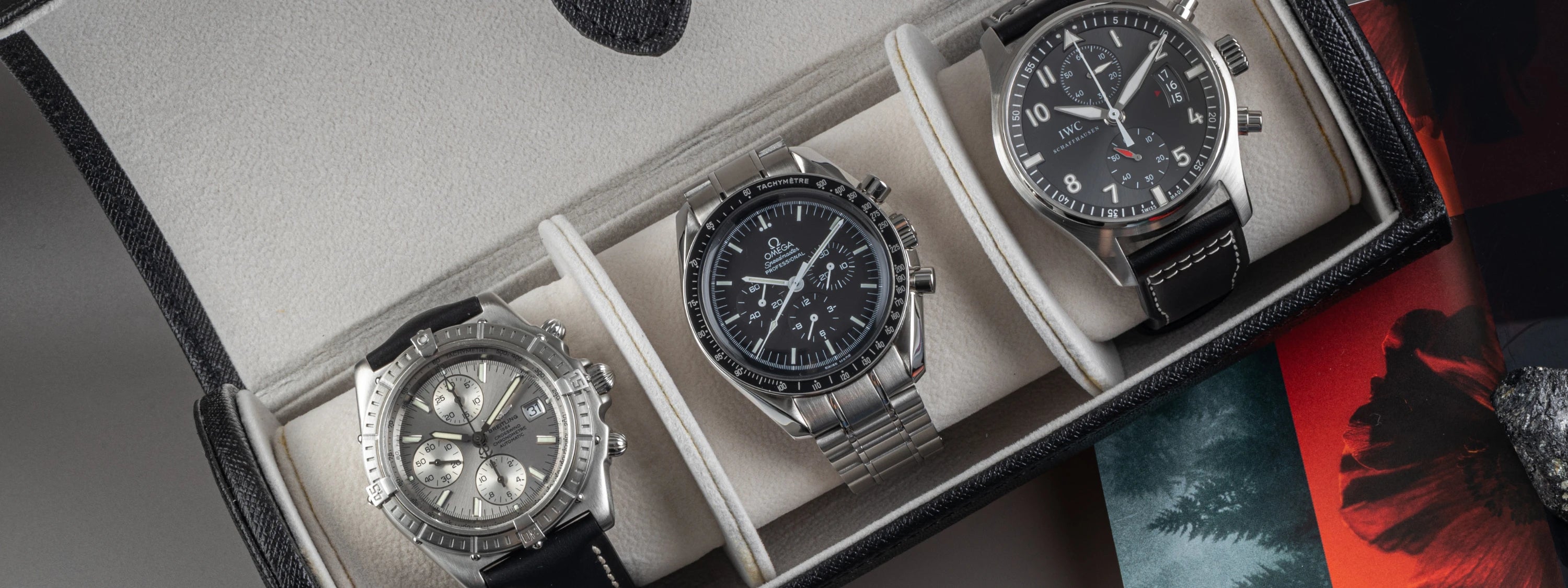 Chronographen Uhren von Breitling, Omega und IWC