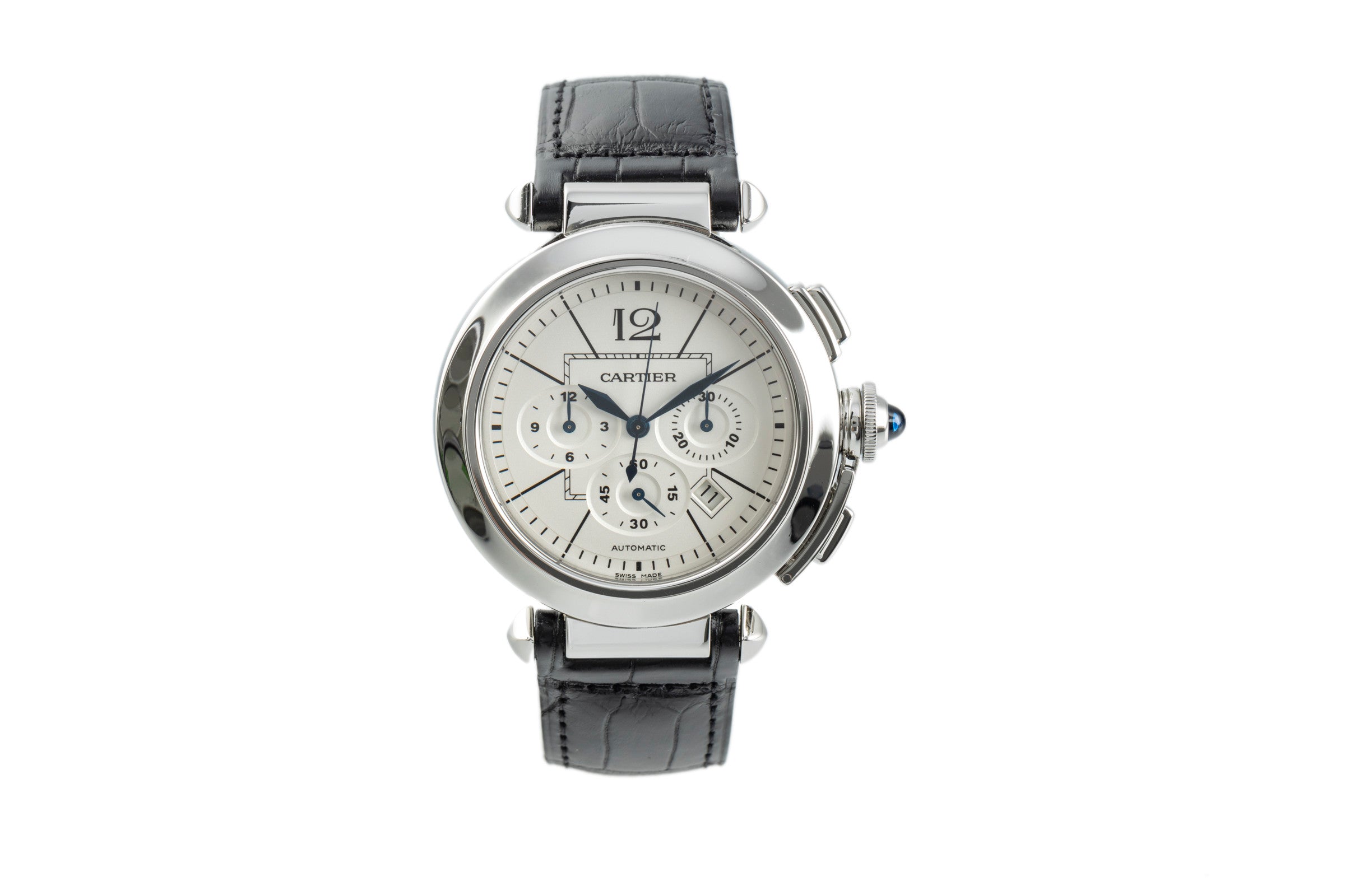 Cartier Pasha cronografo acciaio automatismo orologio da uomo 2860 LP: 9600EUR  [2102856]