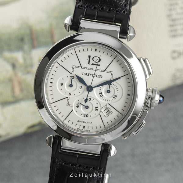 Cartier Pasha cronografo acciaio automatismo orologio da uomo 2860 LP: 9600EUR  [2102856]