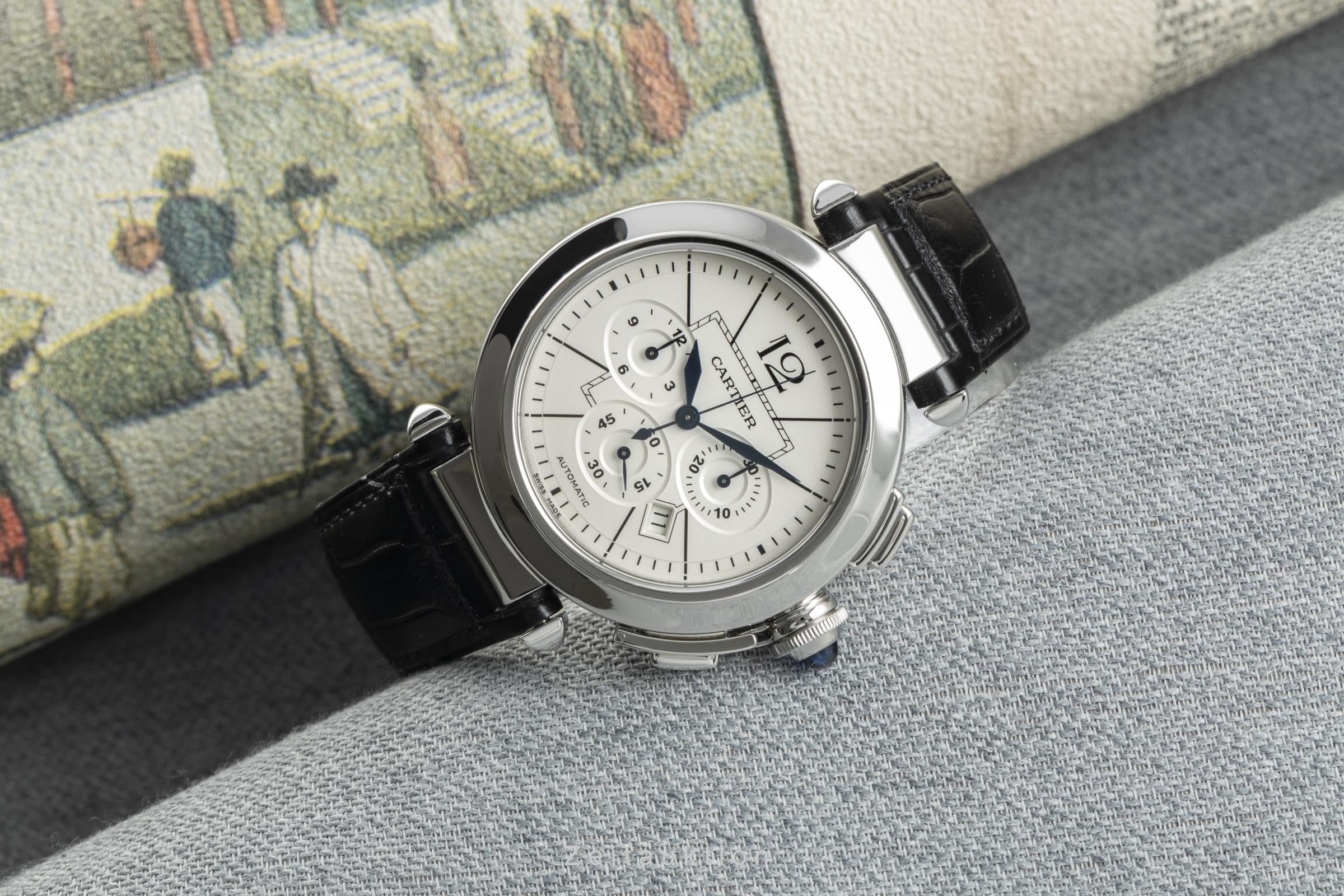 Cartier Pasha cronografo acciaio automatismo orologio da uomo 2860 LP: 9600EUR  [2102856]