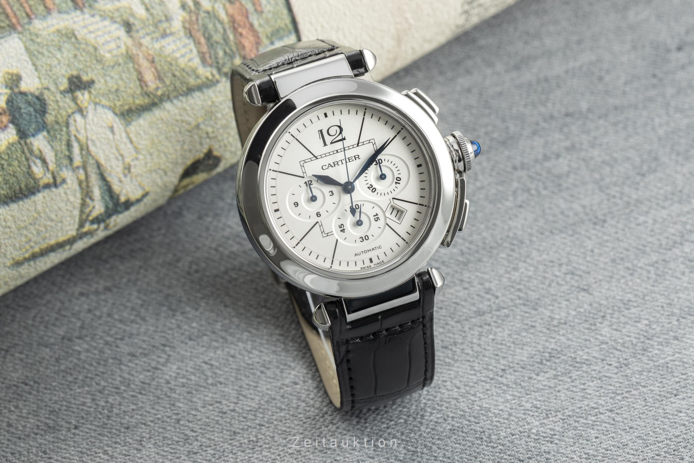 Cartier Pasha cronografo acciaio automatismo orologio da uomo 2860 LP: 9600EUR  [2102856]