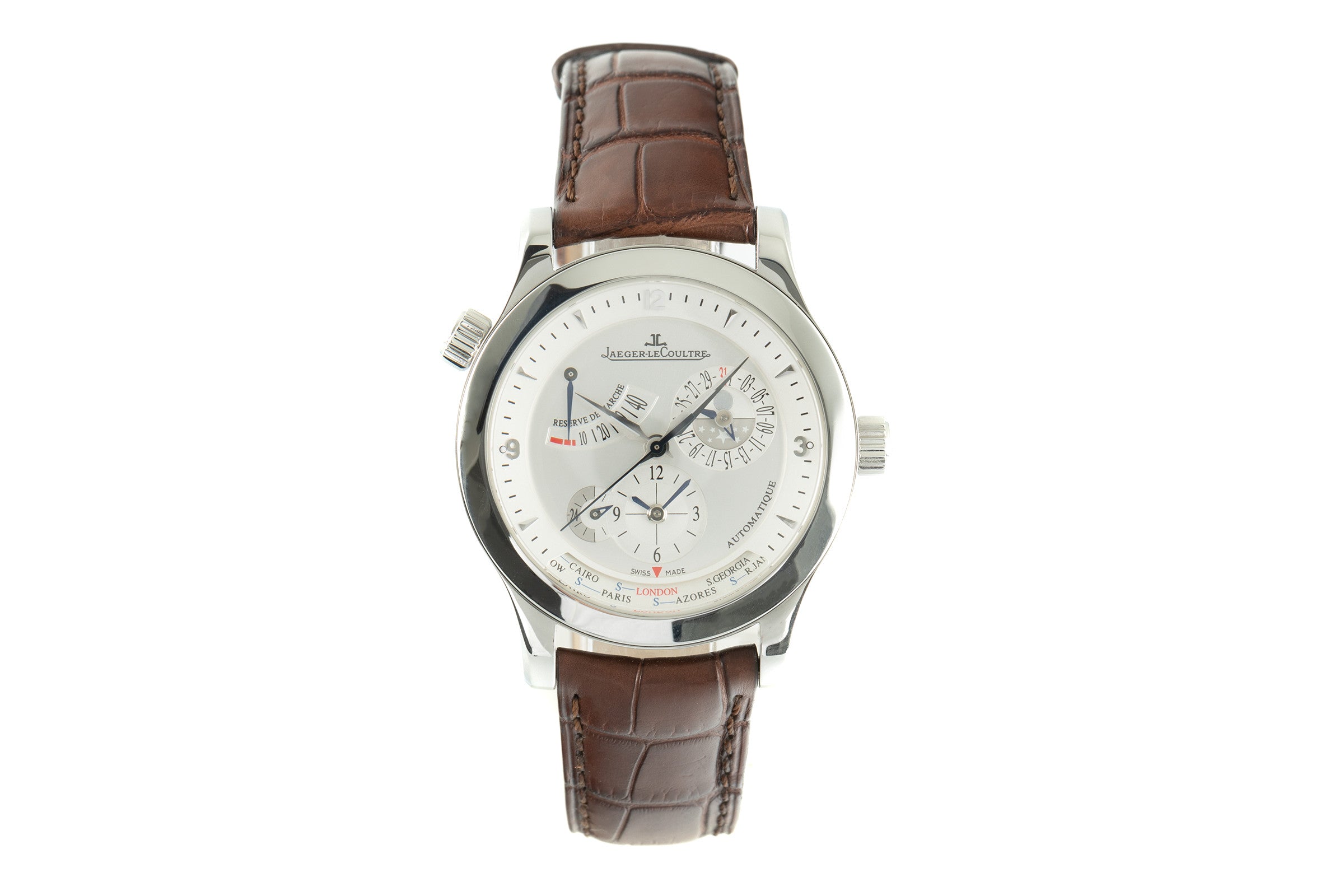 Jaeger LeCoultre Master Geographic steel automatic men's watch 147.8.57.S, Q1508420  [2104540]