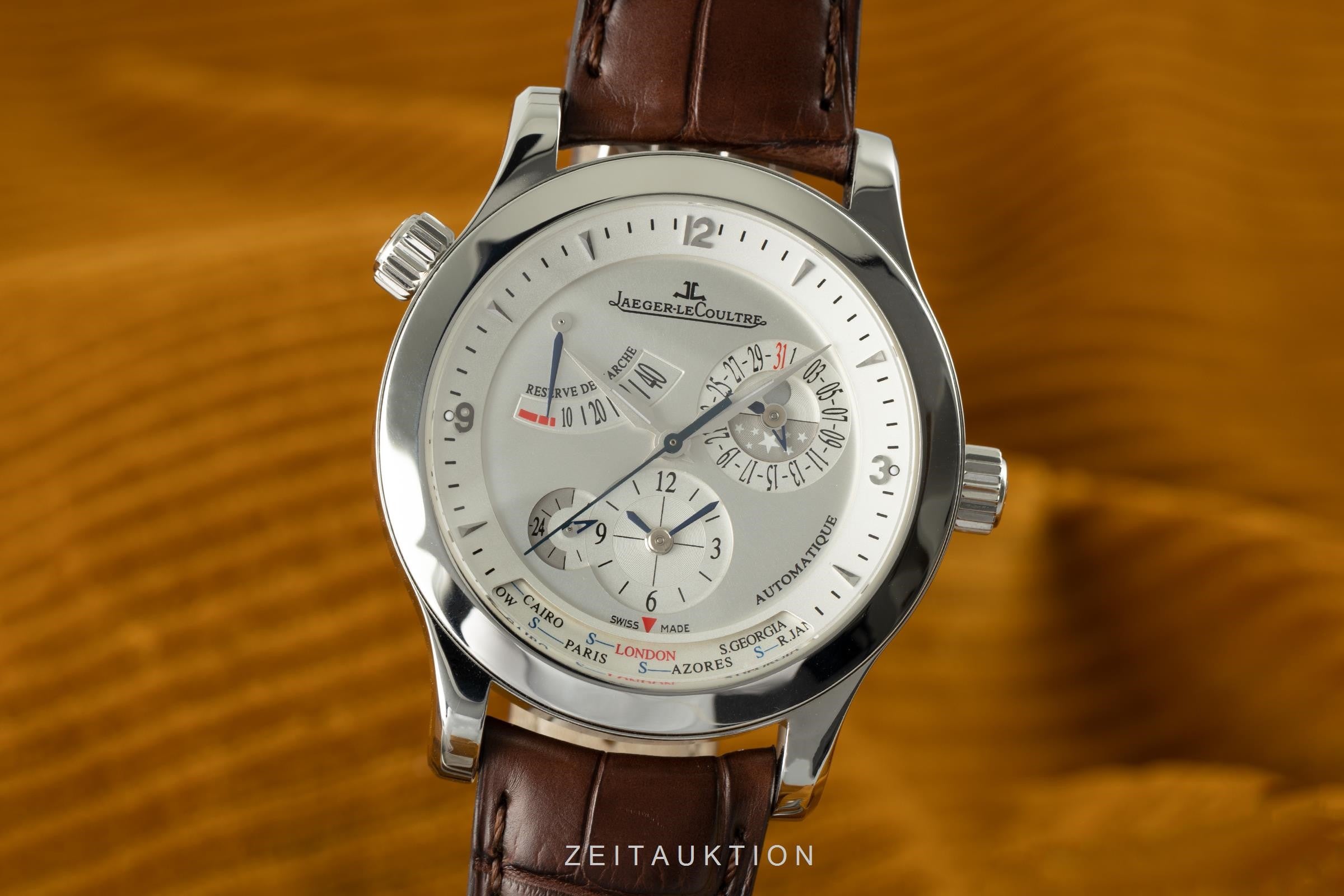 Jaeger LeCoultre Master Geographic acero automático reloj para caballeros 147.8.57.S, Q1508420  [2104540]