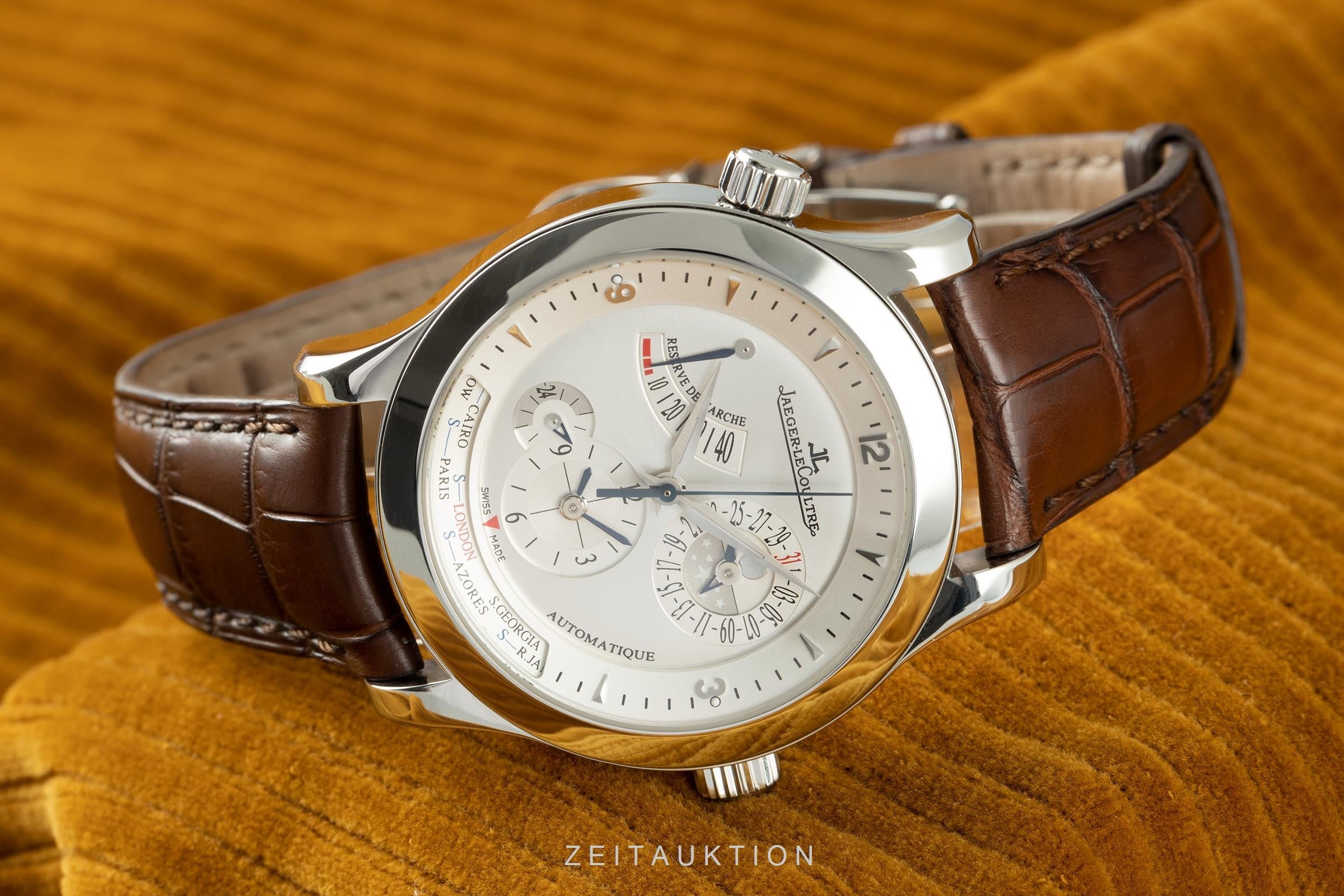 Jaeger LeCoultre Master Geographic steel automatic men's watch 147.8.57.S, Q1508420  [2104540]