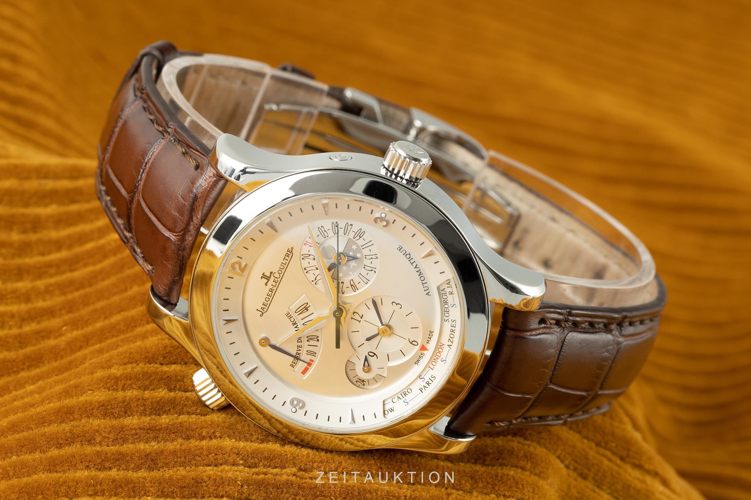 Jaeger LeCoultre Master Geographic steel automatic men's watch 147.8.57.S, Q1508420  [2104540]