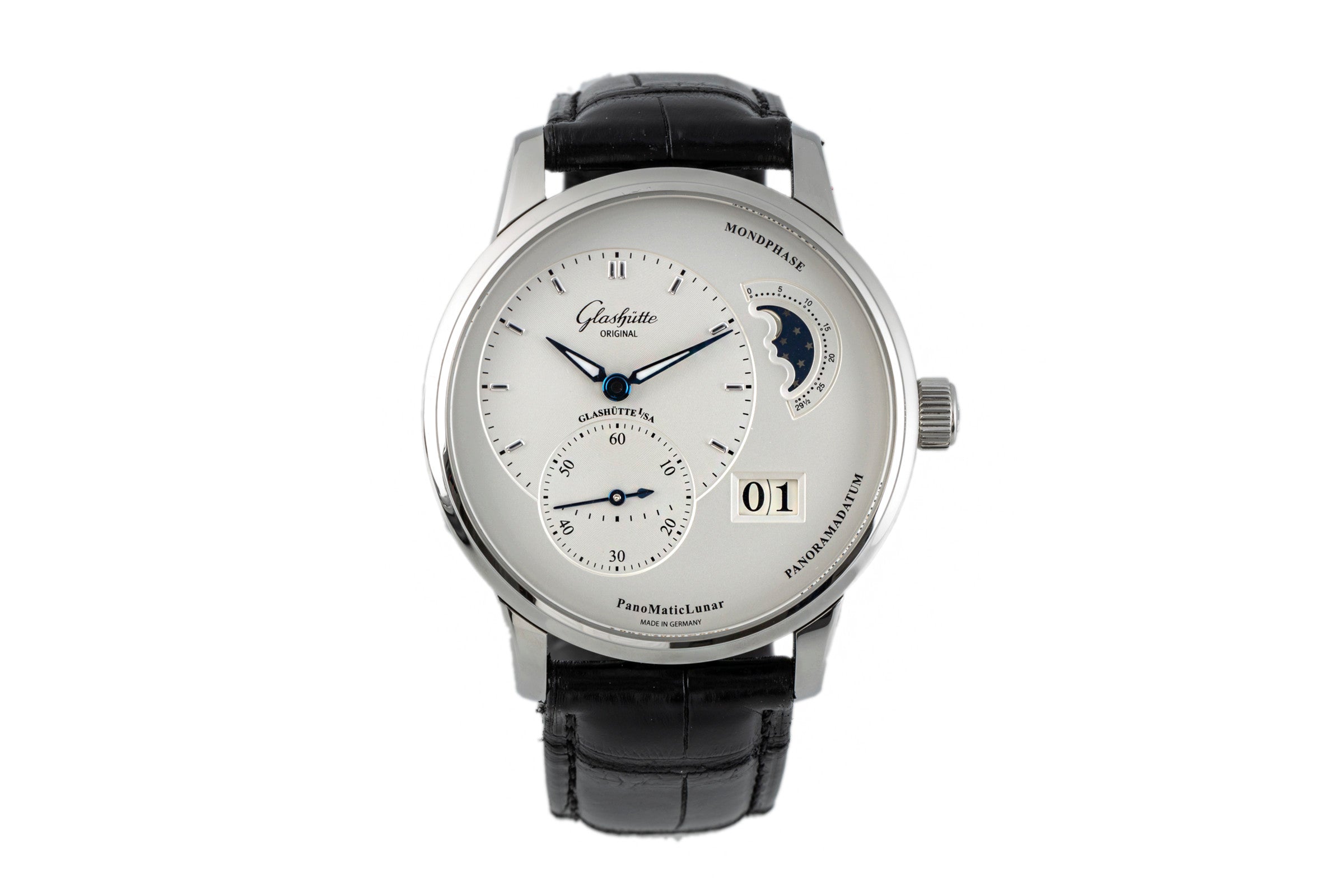 Glashütte PanoMaticLunar acier automatique montre pour hommes 1-90-02-42-32-05 LP: 9700EUR  [2105139]