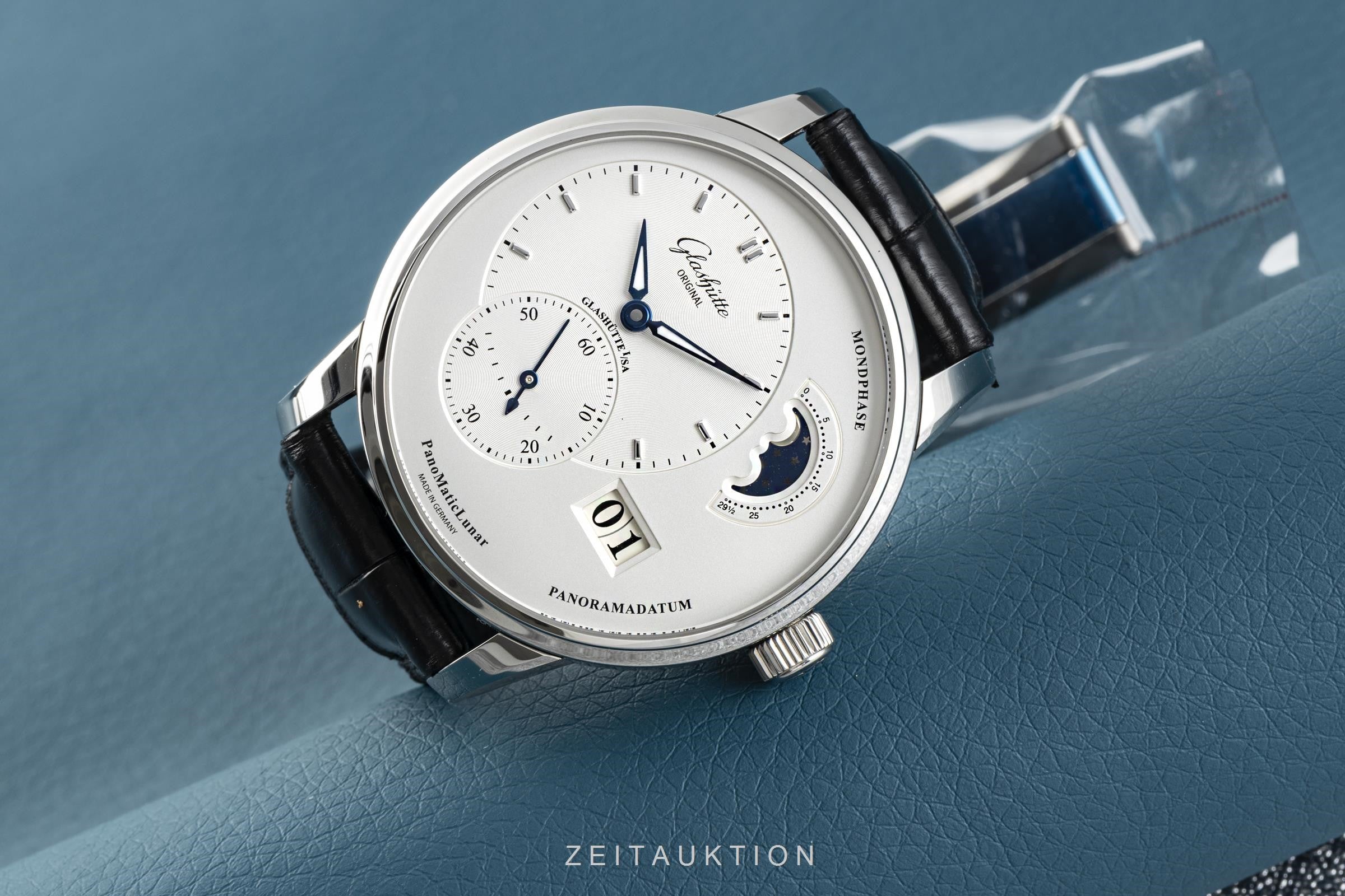 Glashütte PanoMaticLunar acier automatique montre pour hommes 1-90-02-42-32-05 LP: 9700EUR  [2105139]