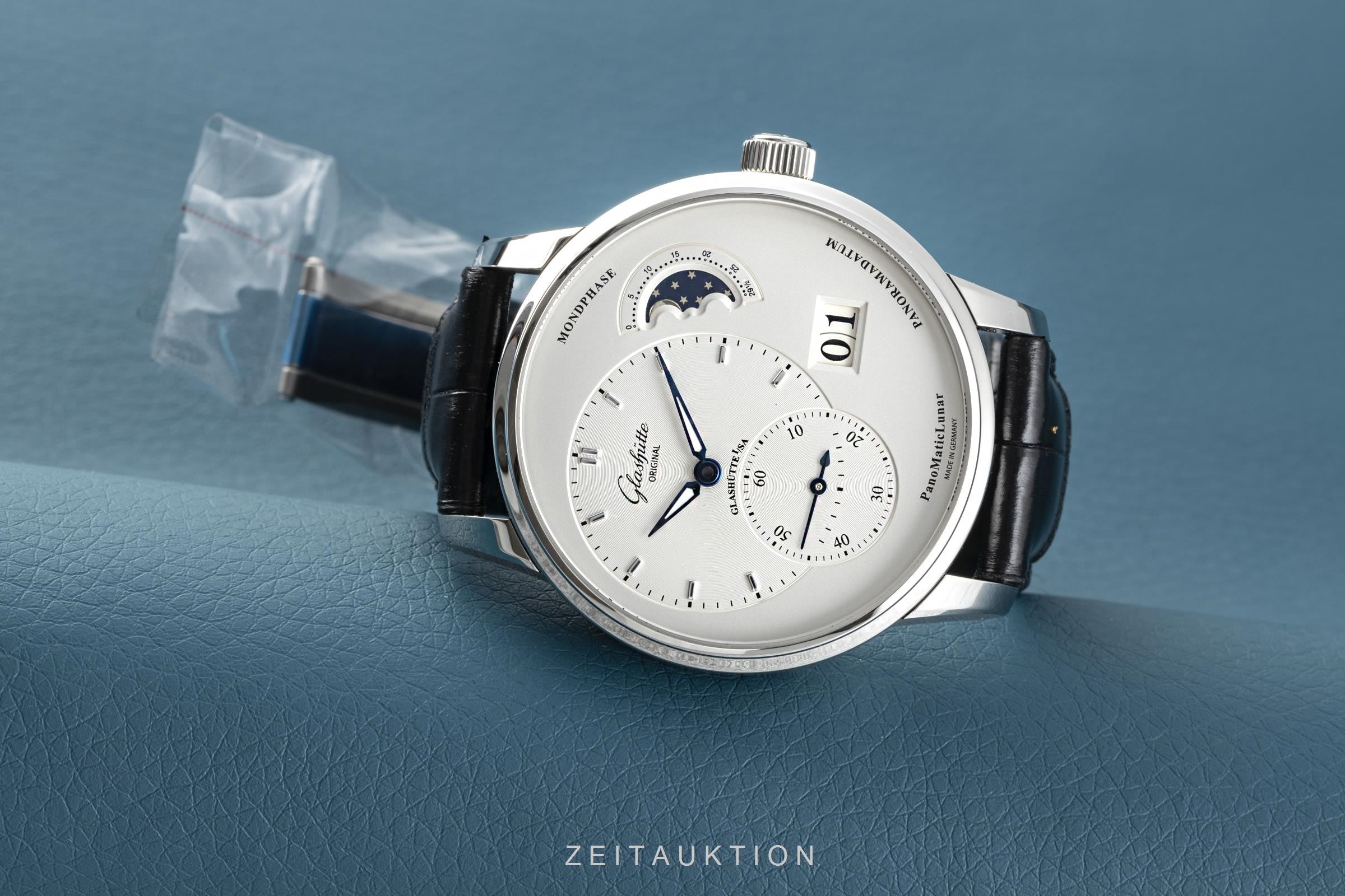 Glashütte PanoMaticLunar acier automatique montre pour hommes 1-90-02-42-32-05 LP: 9700EUR  [2105139]