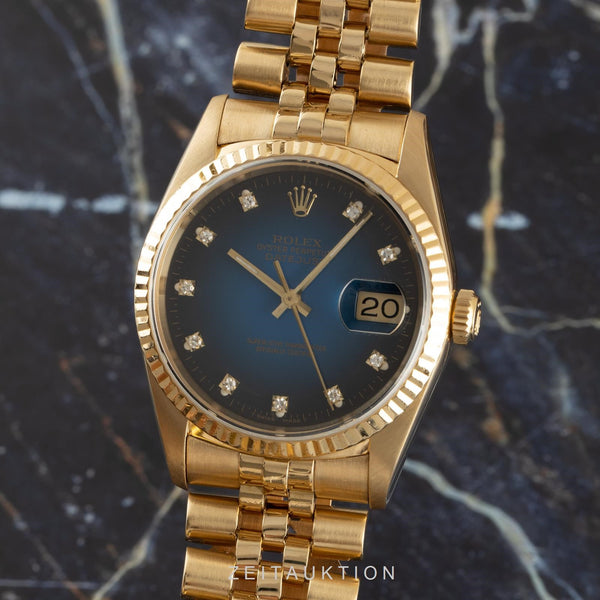 Rolex Datejust 36 18K Gold Diamanten Automatik Herrenuhr Oyster Perpetual 16238 [2106204]