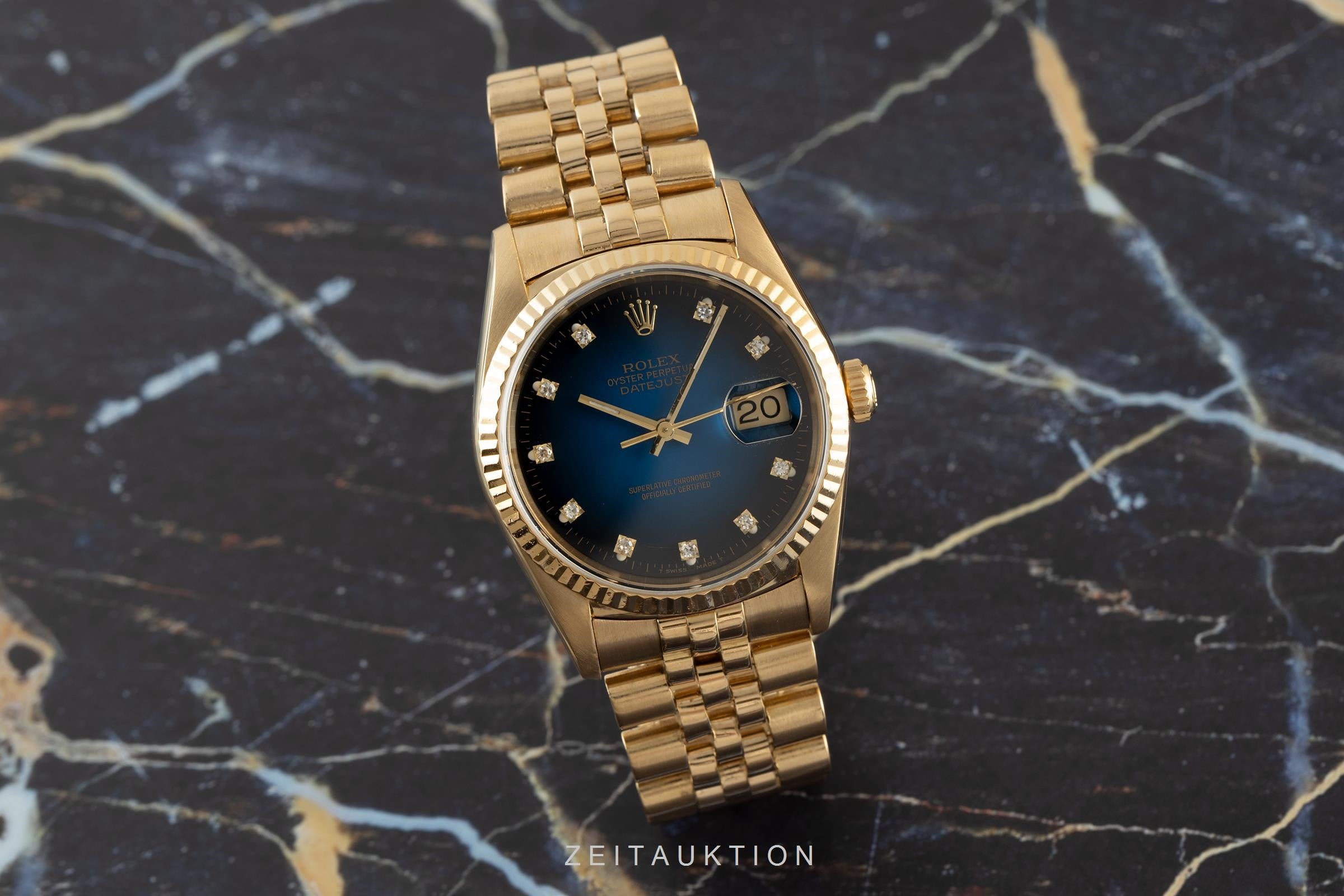 Rolex Datejust 36 18K Gold Diamanten Automatik Herrenuhr Oyster Perpetual 16238 [2106204]