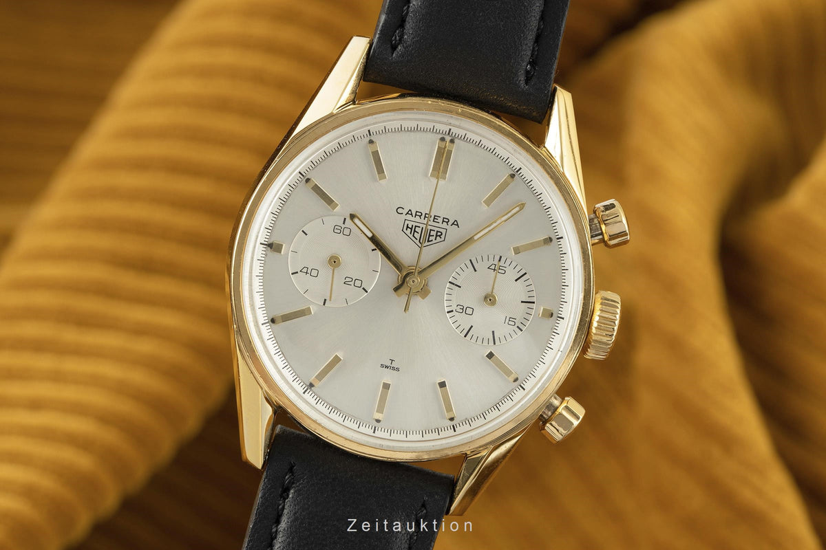 Heuer Carrera chronograph gold-plated manual winding men's watch C.7666-5 Vintage  [2107022]