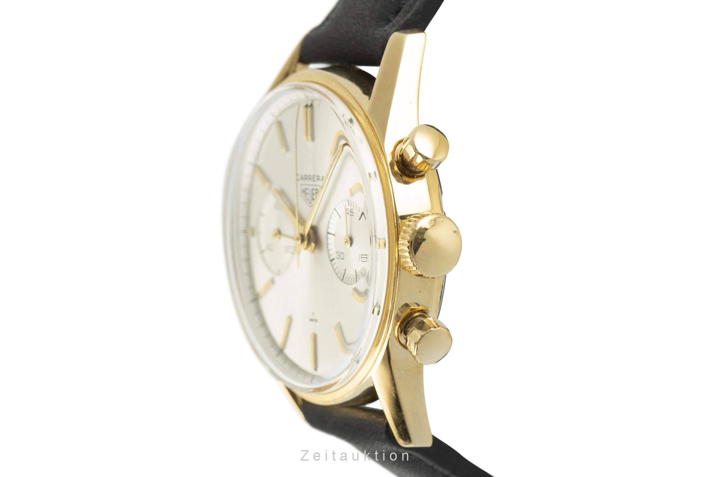 Heuer Carrera cronografo dorato carica manuale orologio da uomo C.7666-5 Vintage  [2107022]