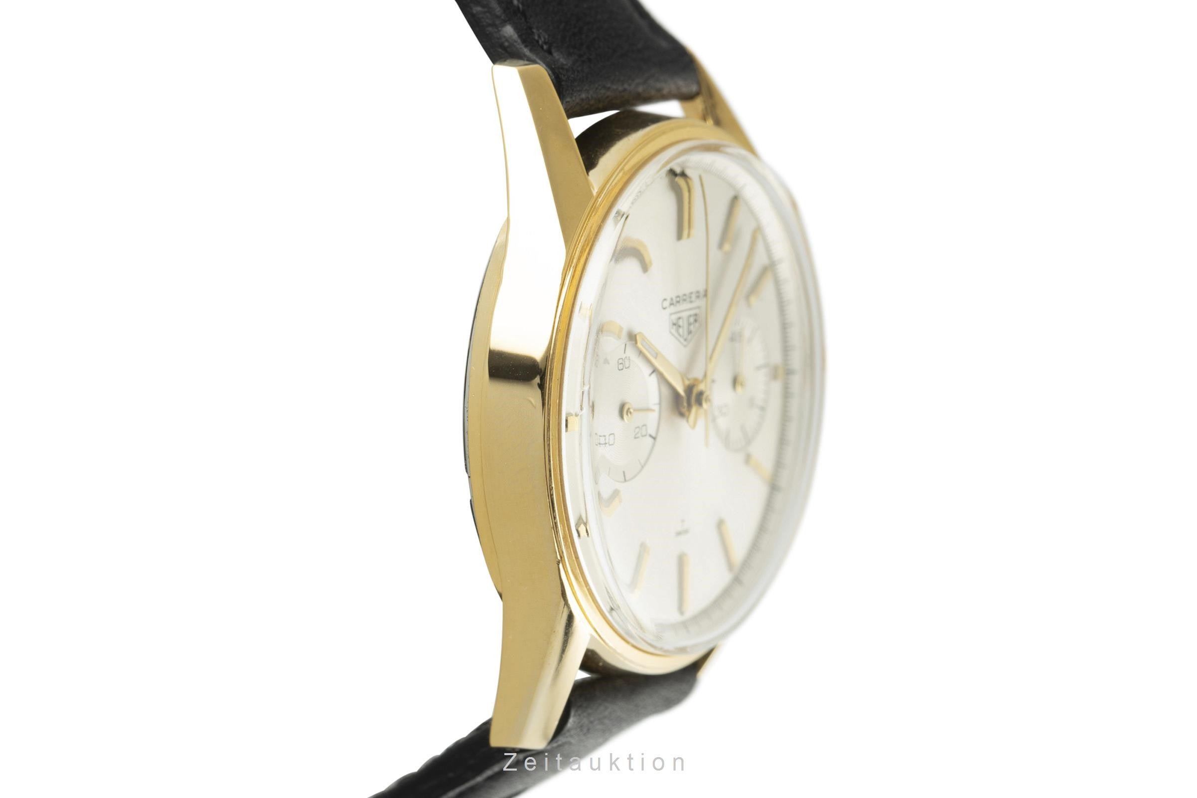 Heuer Carrera cronografo dorato carica manuale orologio da uomo C.7666-5 Vintage  [2107022]