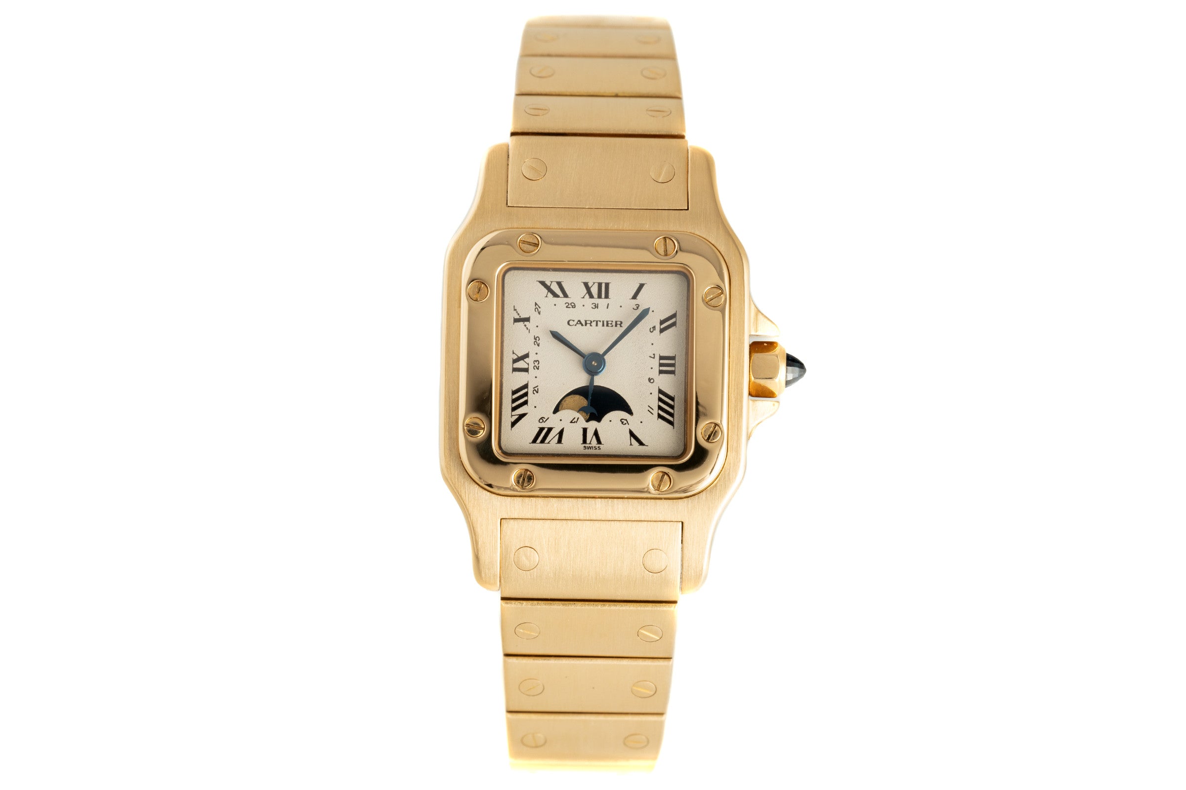 Cartier Santos Lady 18K (0,750) Gold Mondphase Damenuhr Ref. 819902 Klasssiker [2107554]