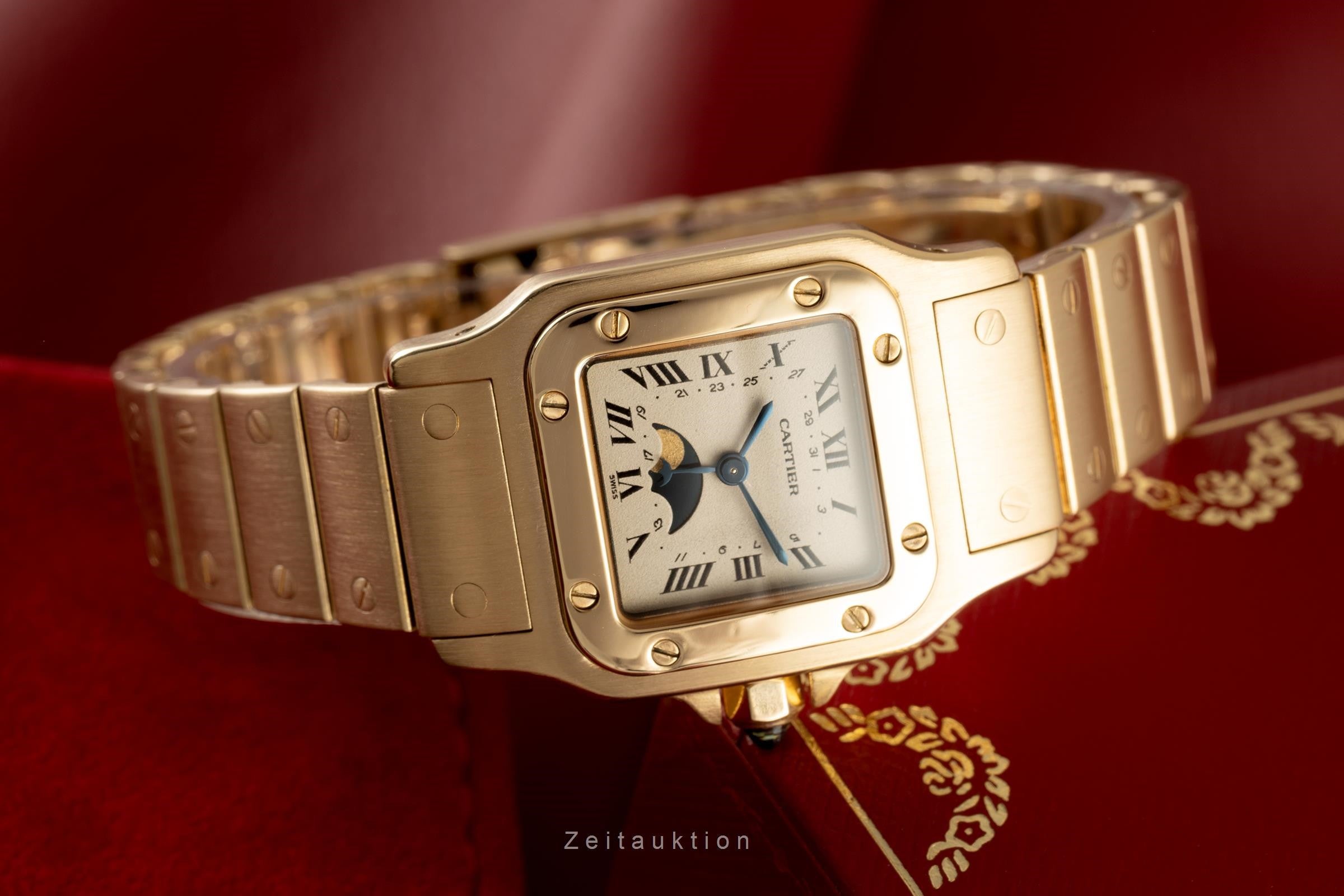 Cartier Santos Lady 18K (0,750) Gold Mondphase Damenuhr Ref. 819902 Klasssiker [2107554]