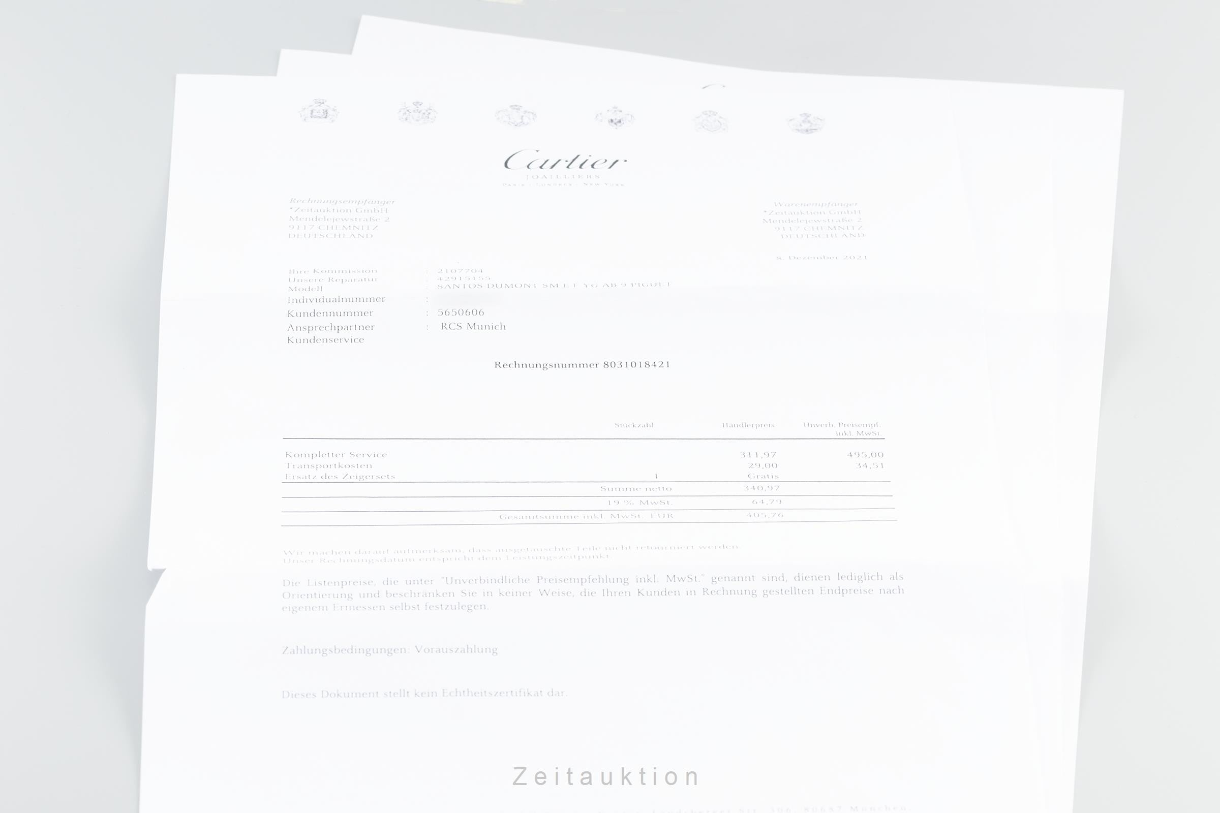 Cartier Santos Dumont oro 18 ct carica manuale orologio da donna 9605 LP: 10200EUR  [2107704]