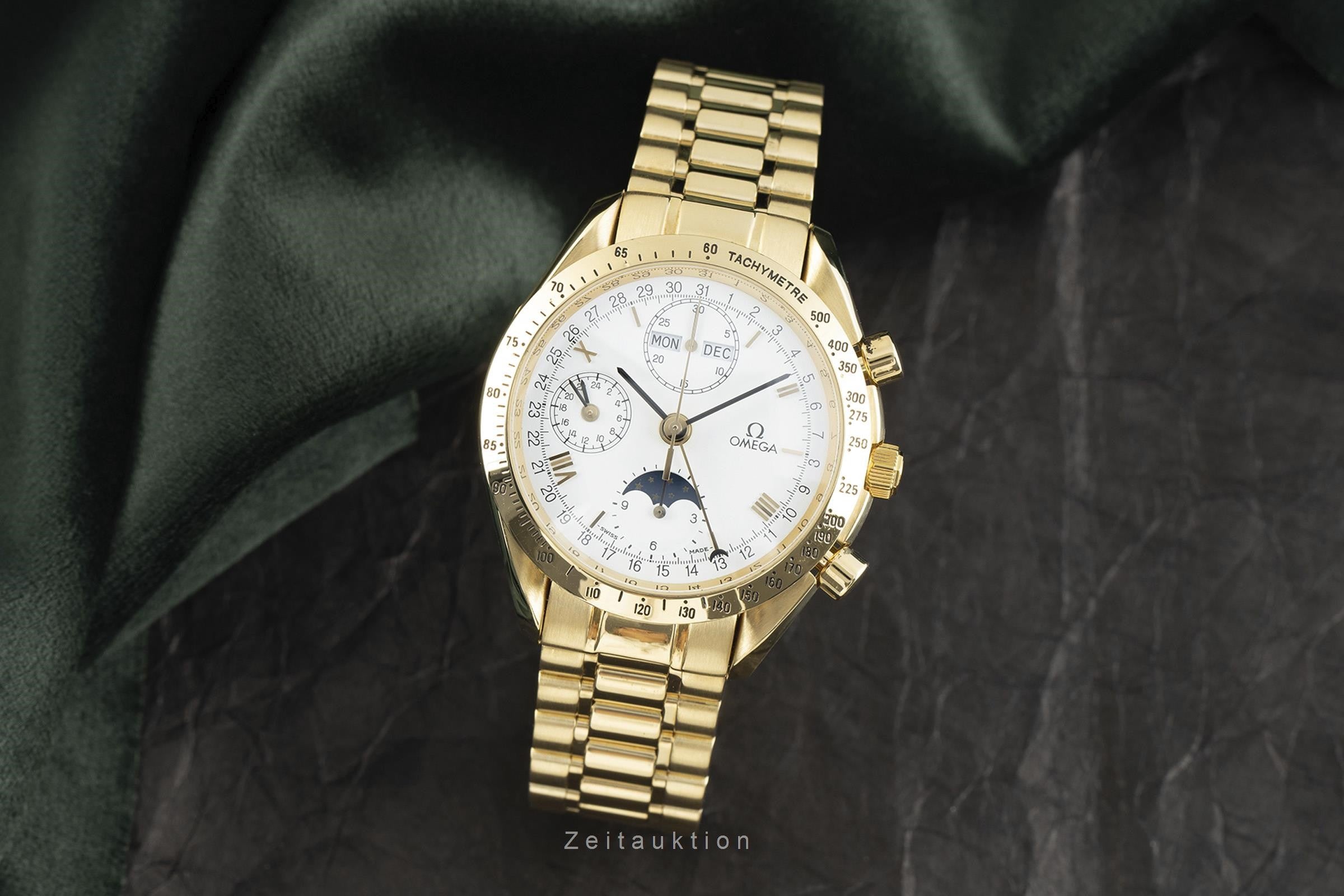 Omega Speedmaster Day-Date 18K Gold Chronograph Herrenuhr 175.0044 B&P [2107715]