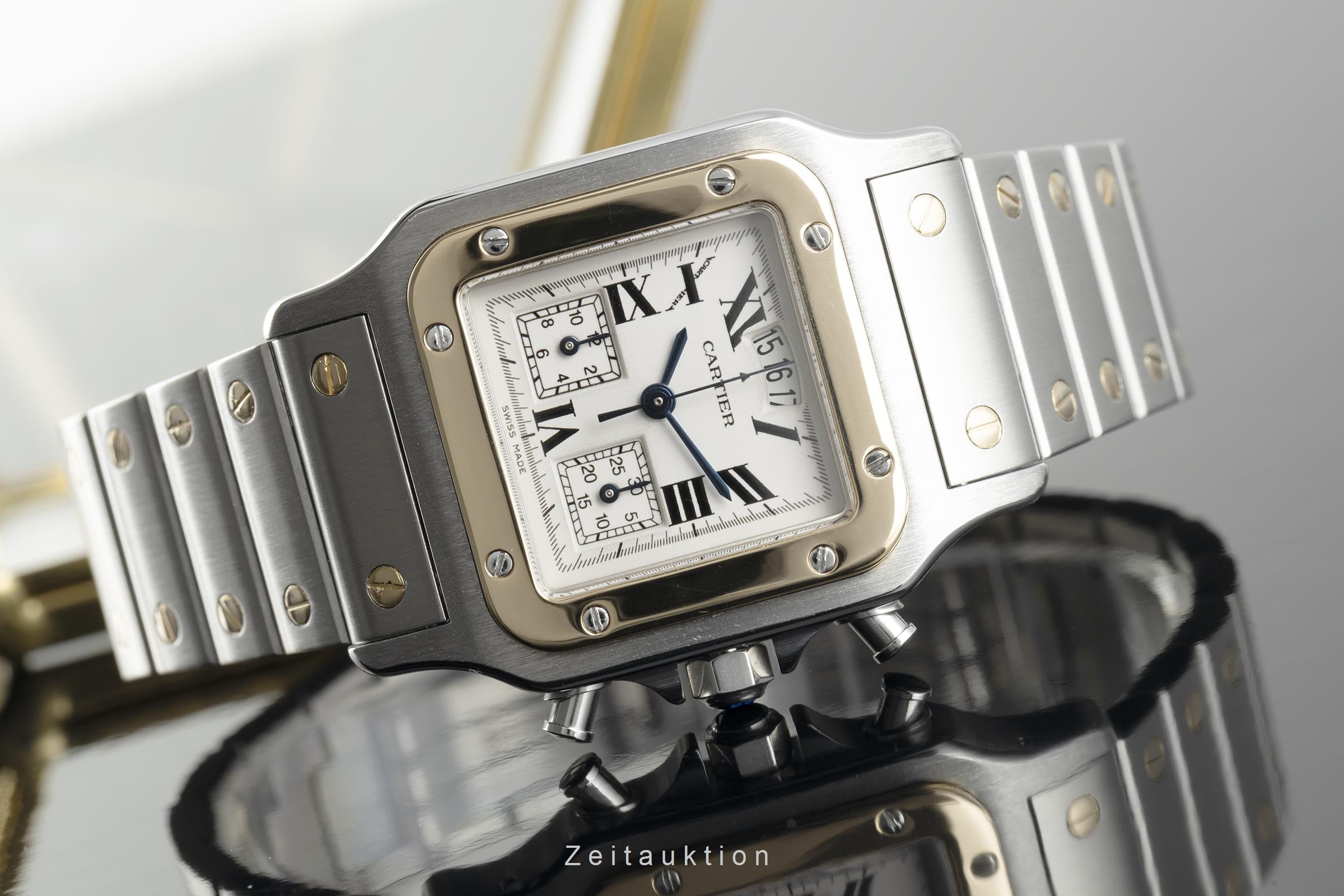 Cartier Santos chronograph steel / gold quartz men's watch 2425  [2107771]