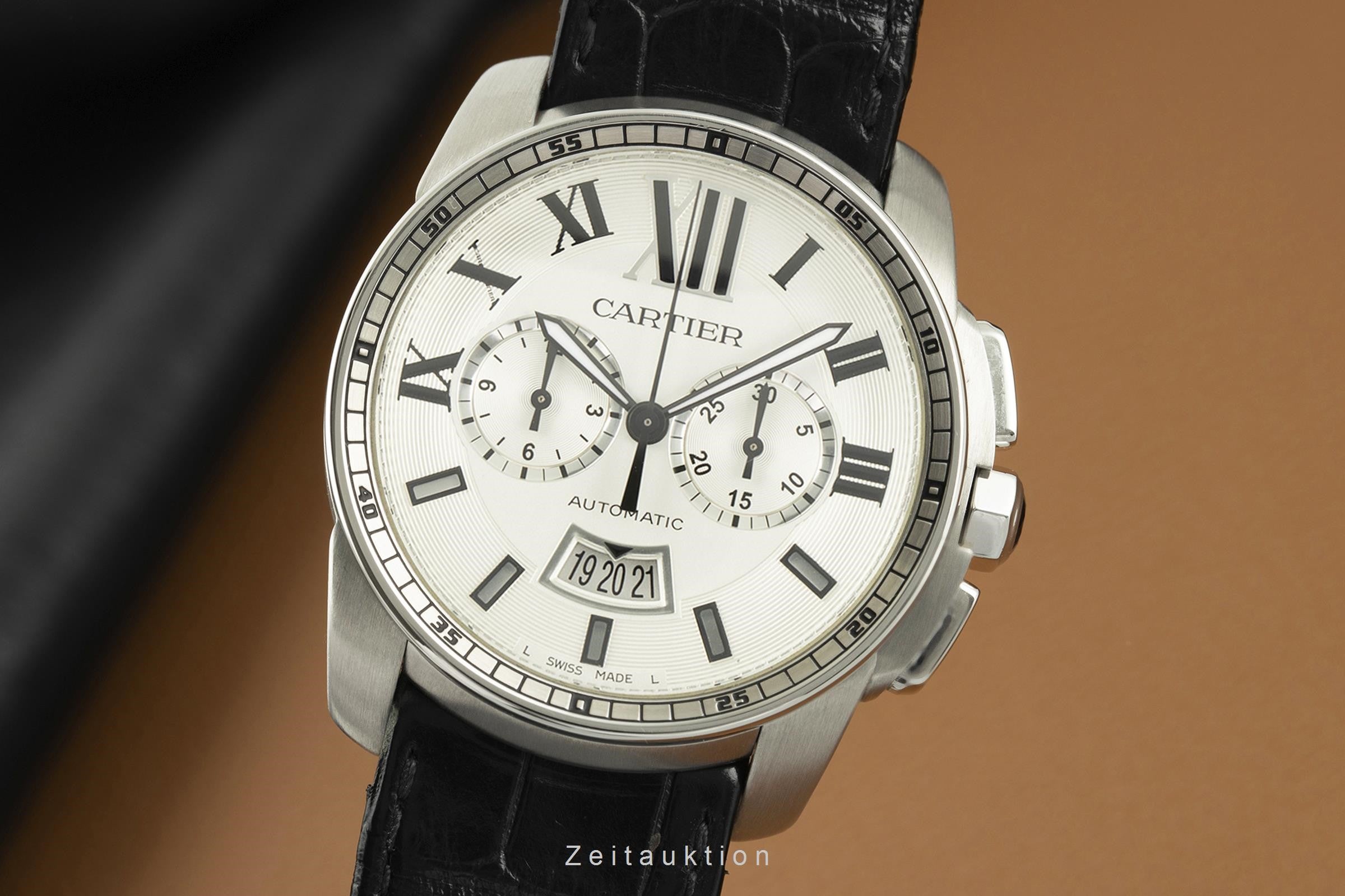 Cartier Calibre de Cartier cronografo acciaio automatismo orologio da uomo 3578  [2107838]