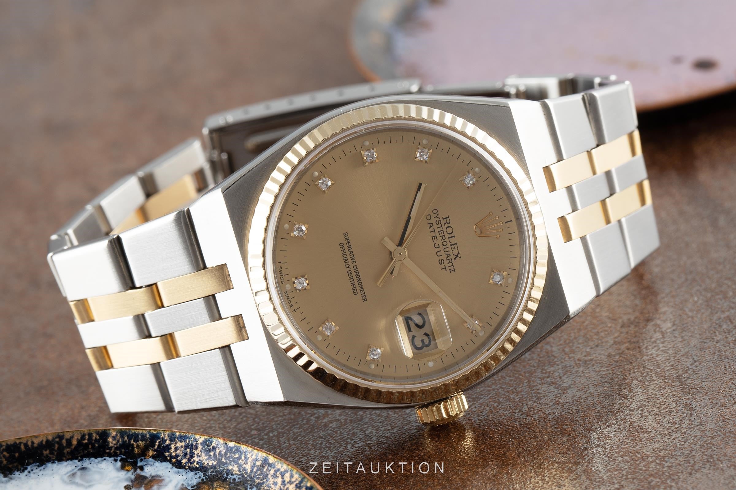 Rolex Datejust 36 Oysterquartz Diamanten Stahl / Gold Herrenuhr Ref. 17013A  [2107947]