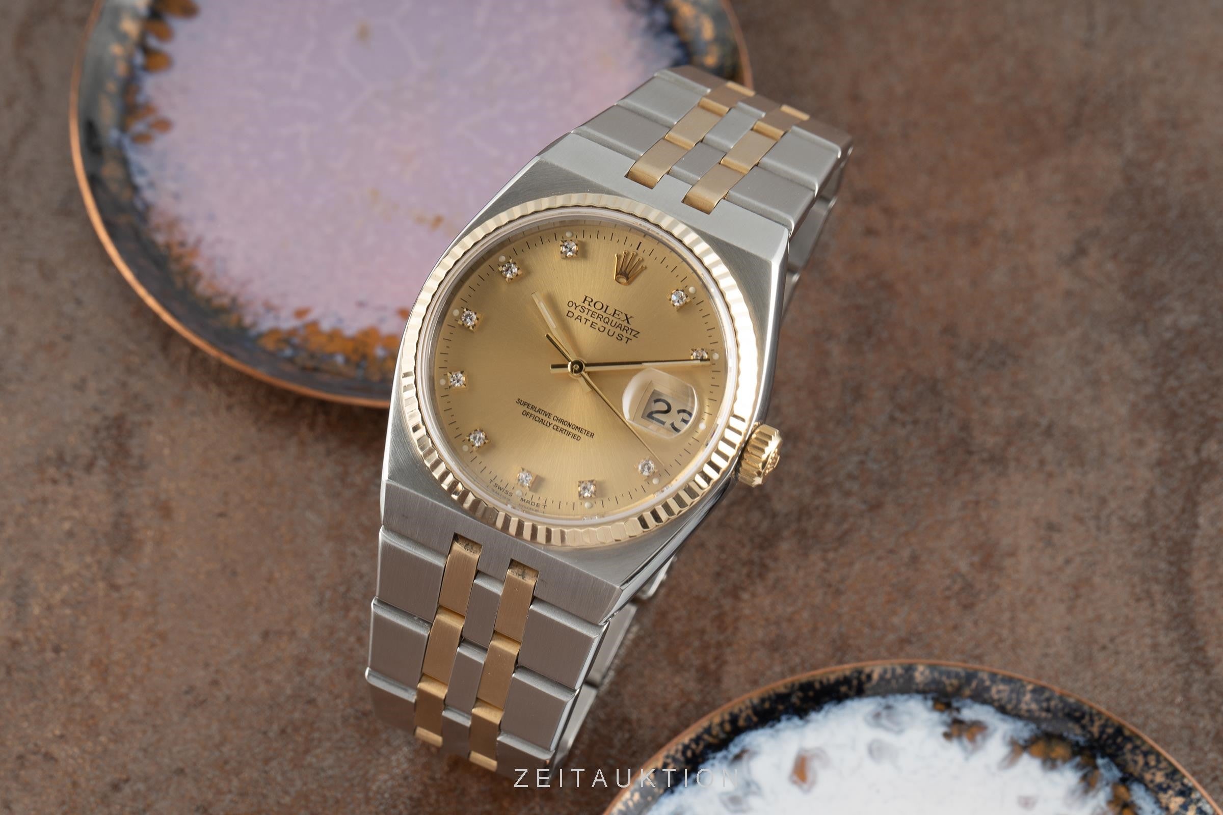 Rolex Datejust 36 Oysterquartz Diamanten Stahl / Gold Herrenuhr Ref. 17013A  [2107947]