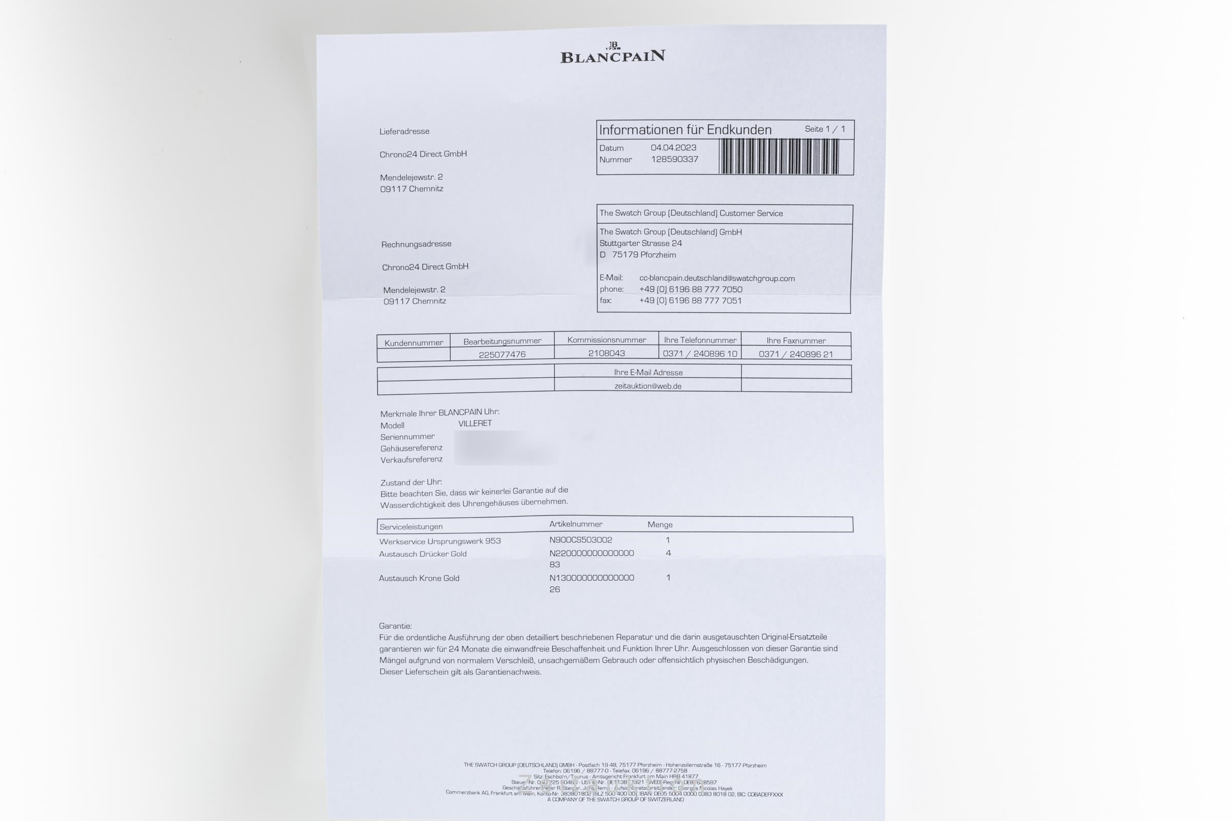 Blancpain Villeret Mondphase Kalender 18K (0,750) Gold Automatik Ref. 6395-1418 [2108043]