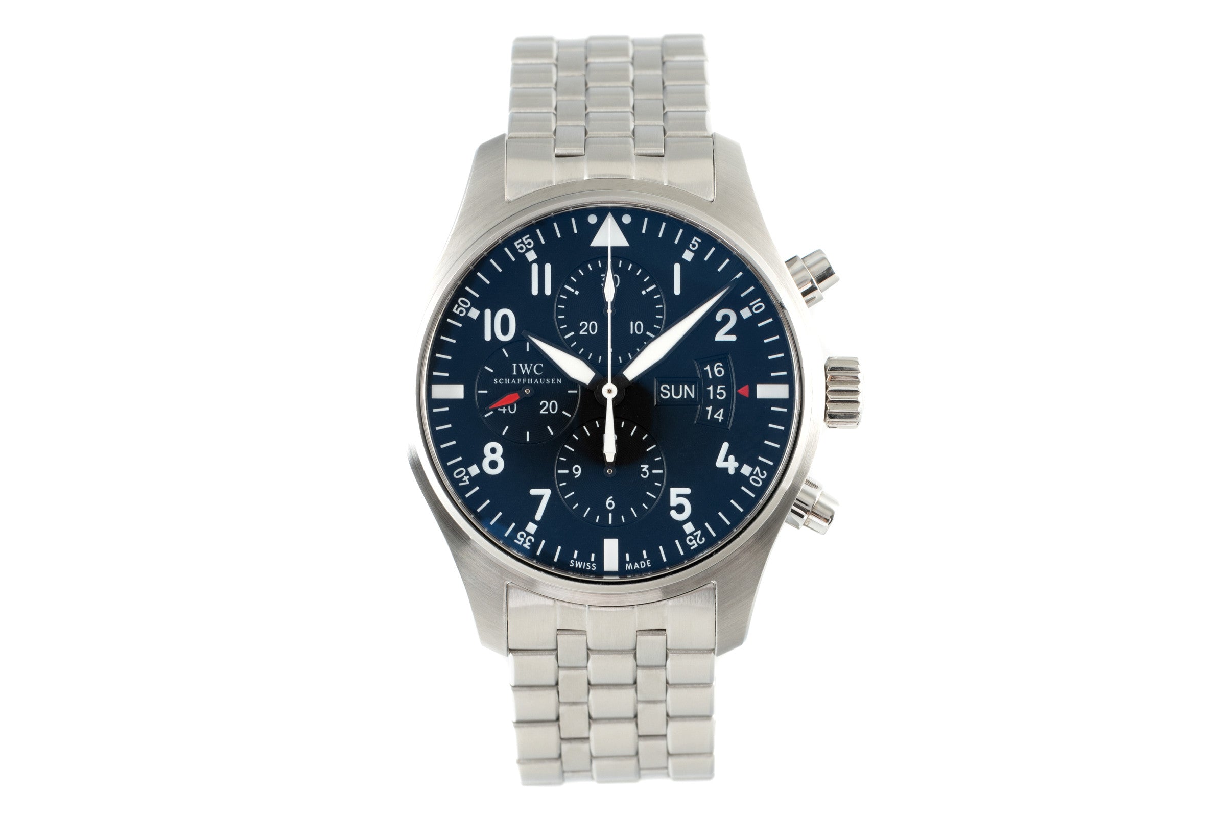 IWC Pilot chronographe acier automatique montre pour hommes 3777  [2108302]
