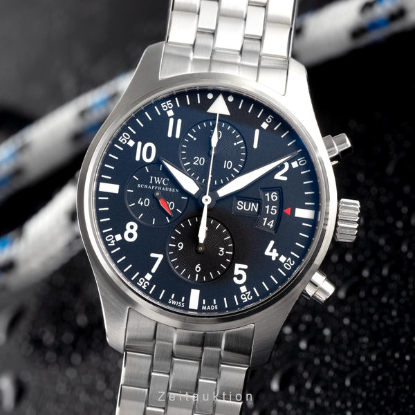 IWC Pilot chronographe acier automatique montre pour hommes 3777  [2108302]