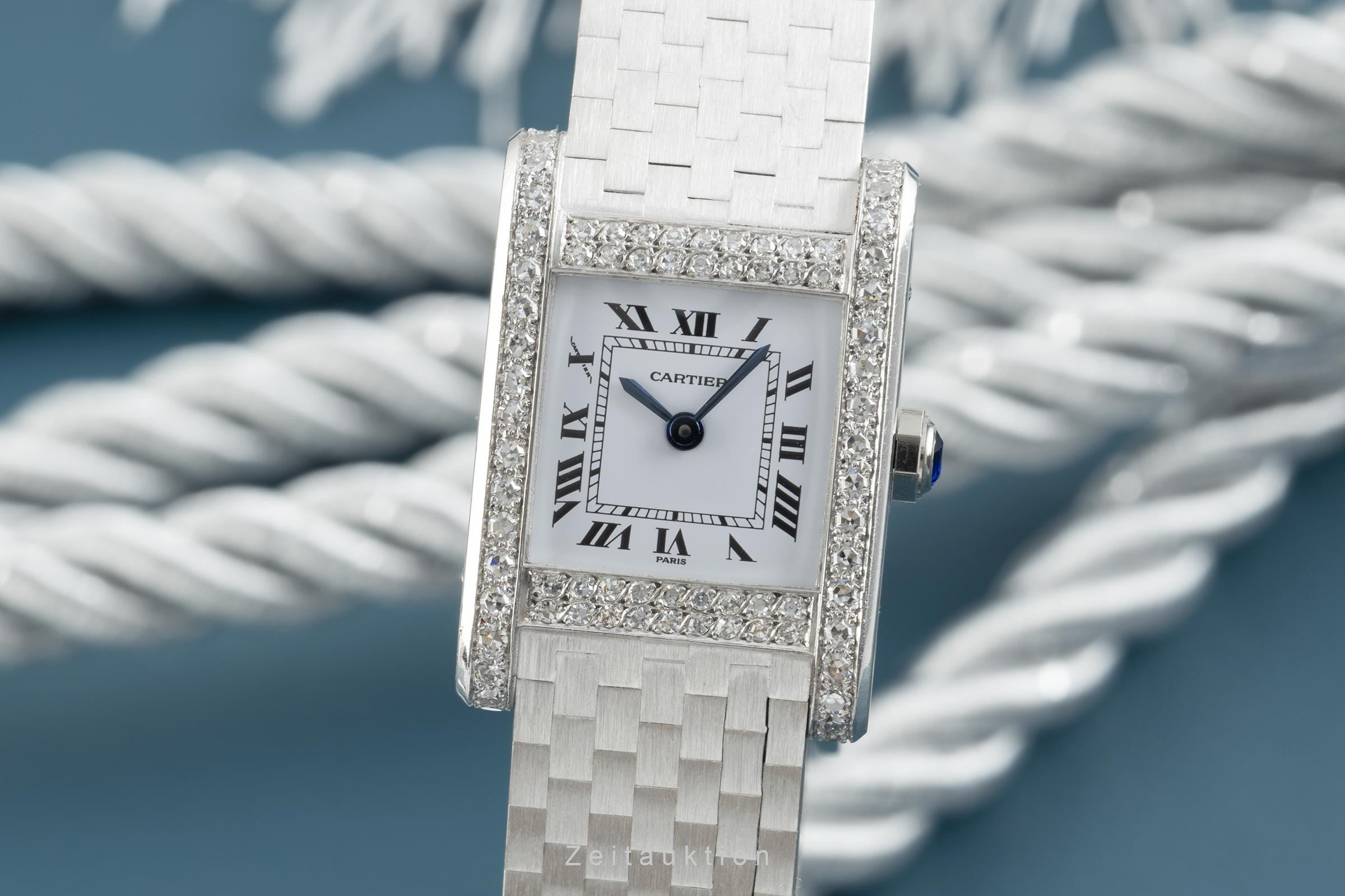 Cartier Tank oro blanco de 18 quilates cuerda manual reloj para damas  78093  [2108520]