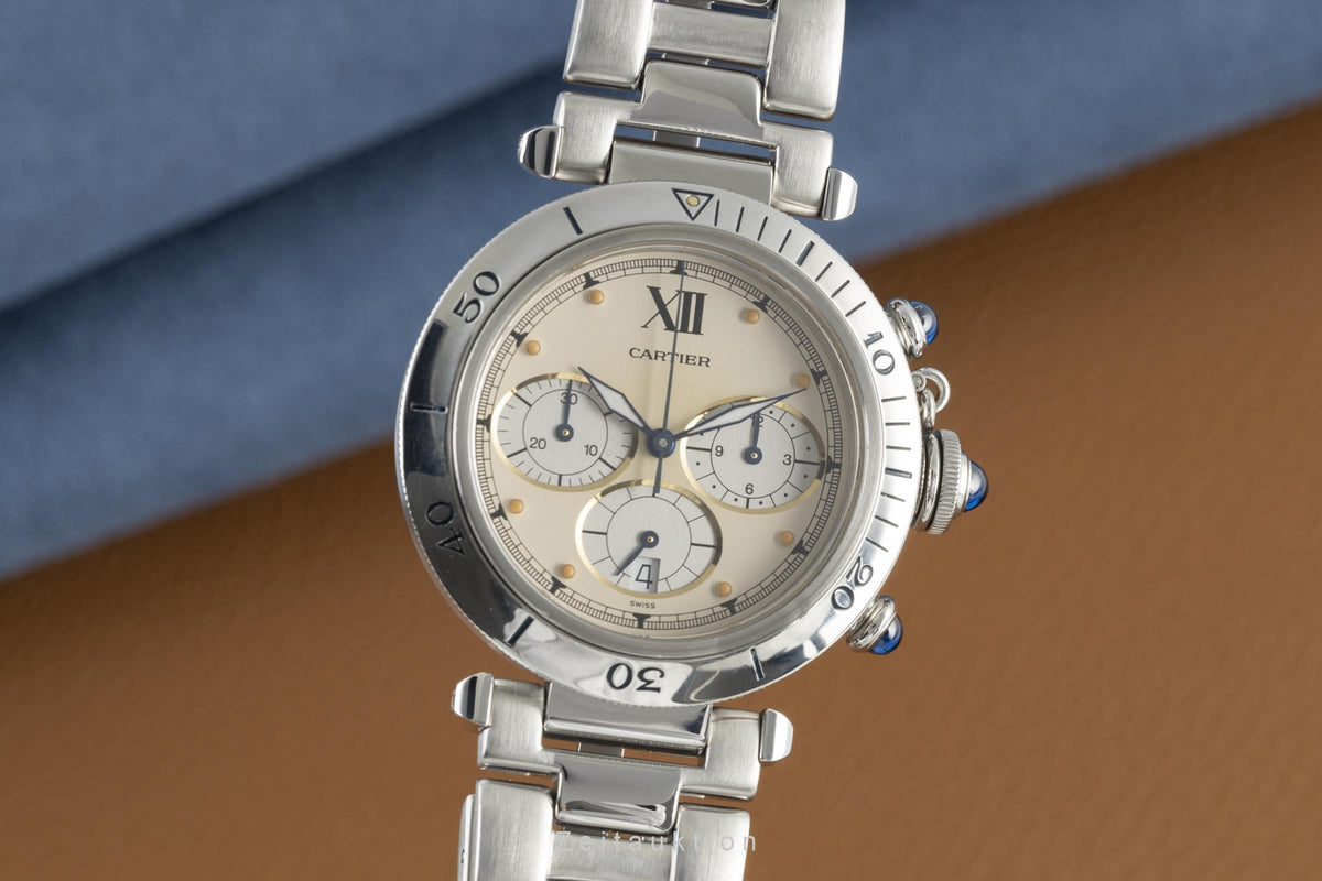 Cartier Pasha chronograph steel quartz men's watch 4030 LP: 9600EUR  [2108900]