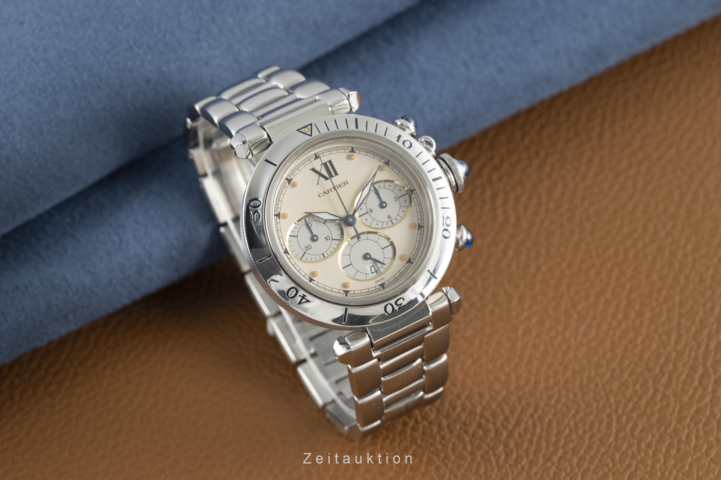 Cartier Pasha cronografo acciaio quarzo orologio da uomo 4030 LP: 9600EUR  [2108900]