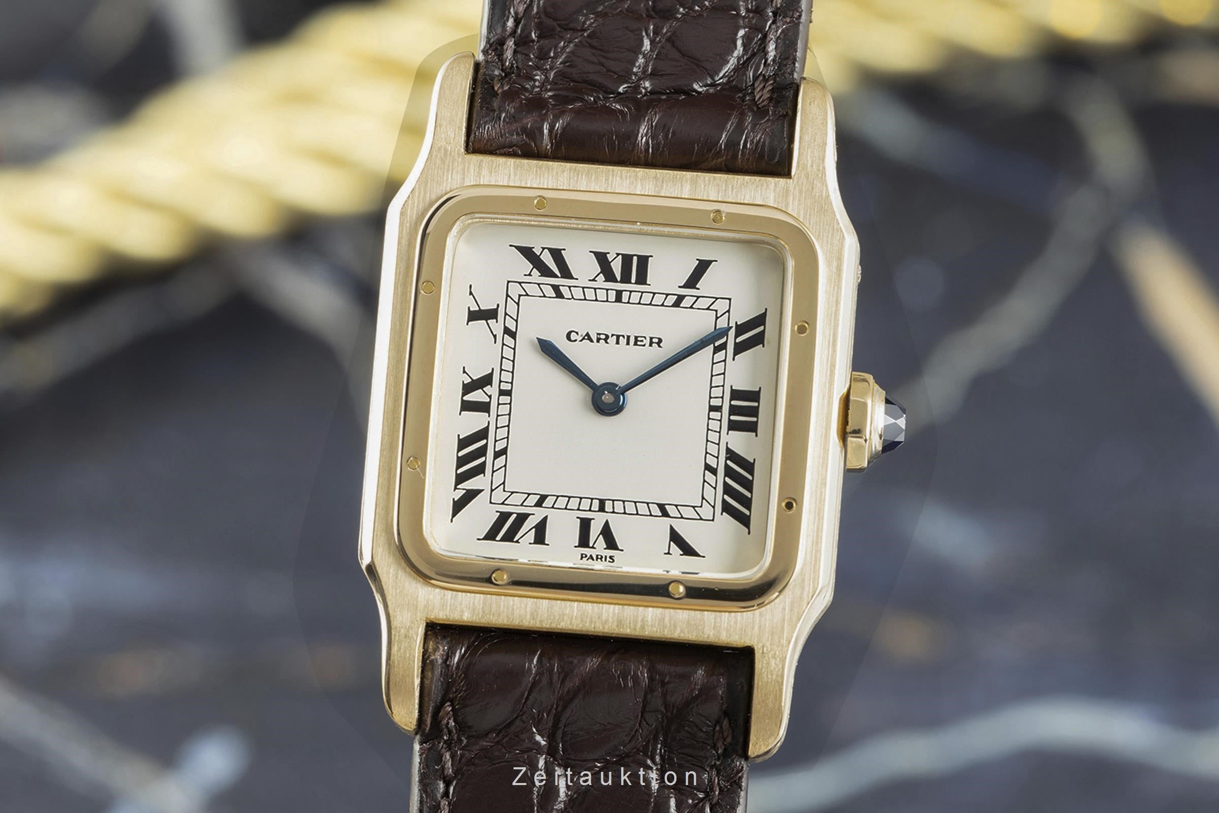 Cartier Santos oro 18 ct carica manuale orologio da donna 15751 VP: 14000EUR Vintage  [2109000]