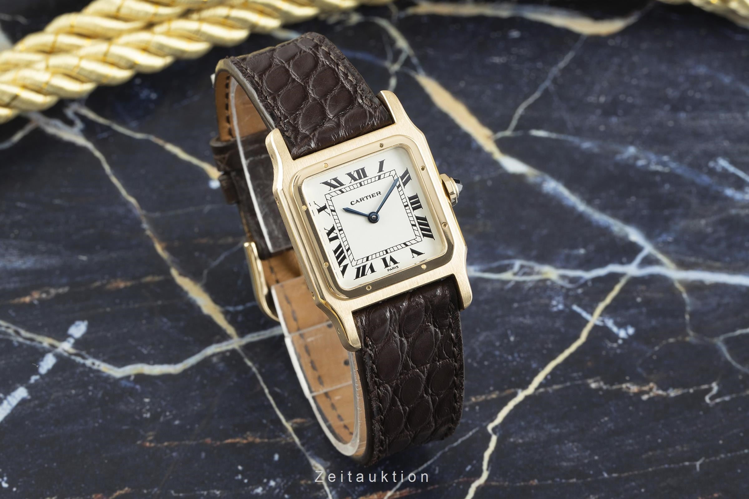 Cartier Santos oro de 18 quilates cuerda manual reloj para damas  15751 VP: 14000EUR Vintage  [2109000]