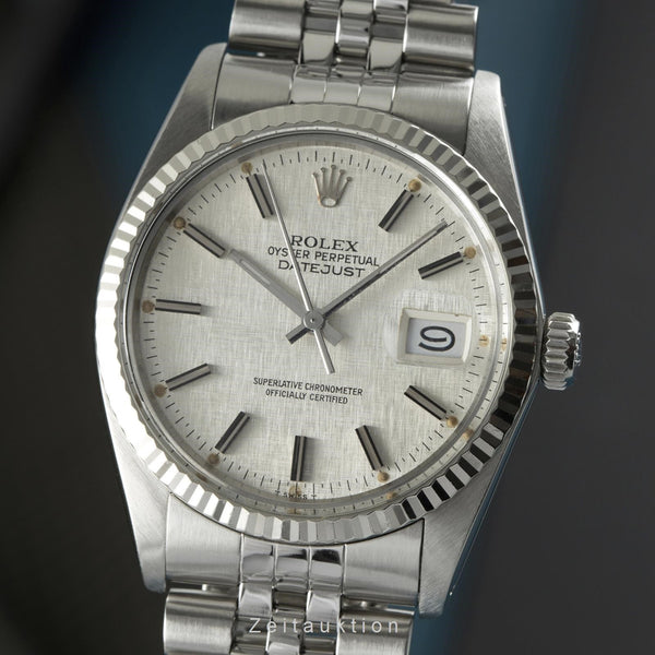 Rolex Datejust 36 "Linen Dial" Stahl Weissgold Herrenuhr Oyster Perpetual 16014 [2109493]