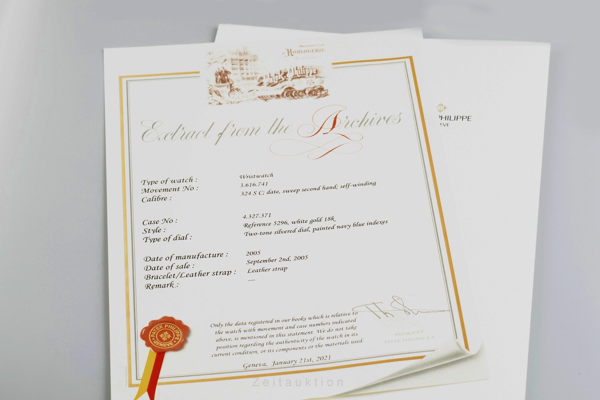 Patek Philippe Calatrava 18K Weissgold Automatik Ref. 5296 B&P VP: 32650,- € [2109773]