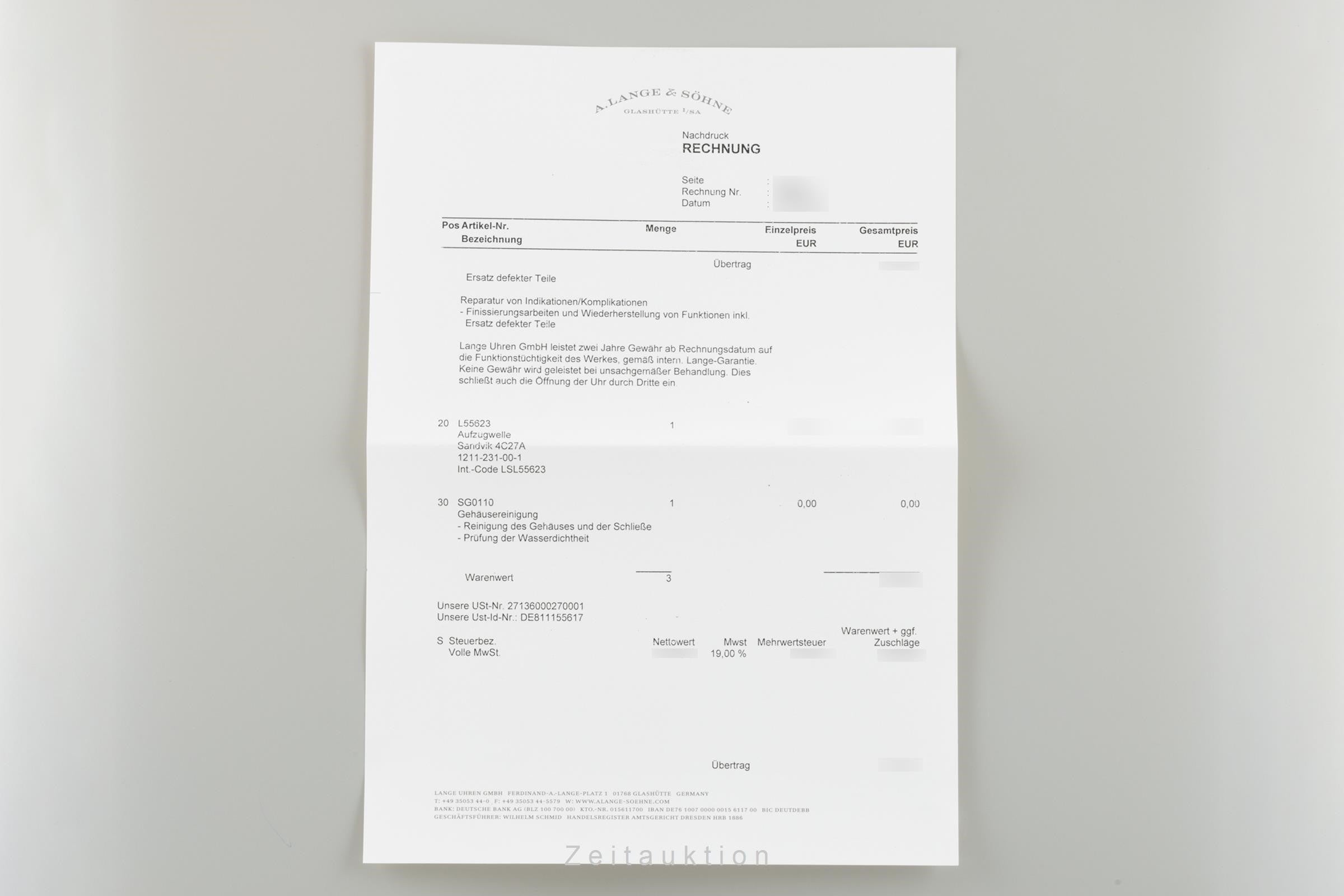 A. Lange & Söhne Lange 1 18K Weissgold Handaufzug Herrenuhr 192.029 NP: 43900,-€ [2111147]