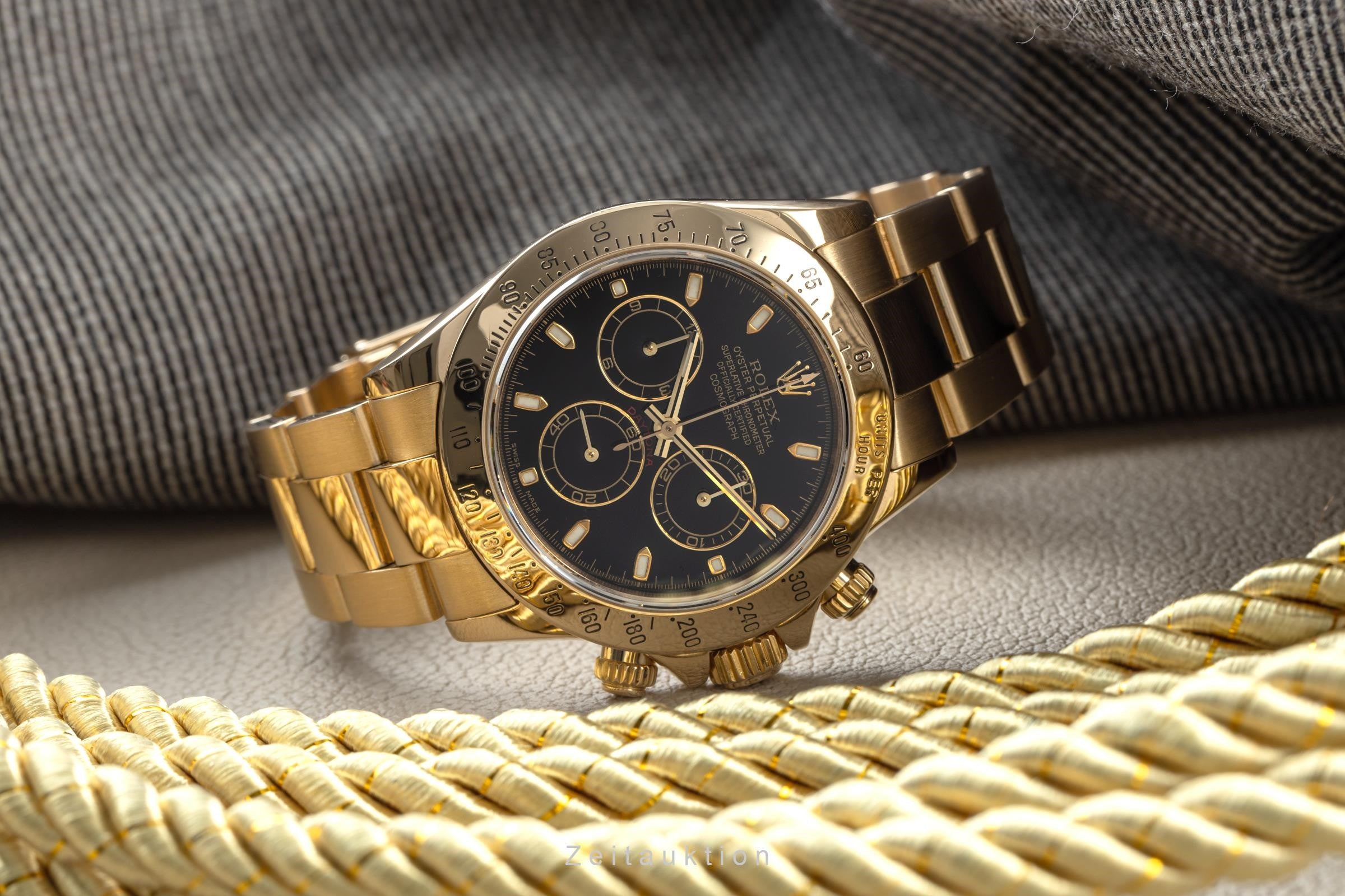Rolex Daytona 18K Gold Chronograph Herrenuhr Oyster Perpetual Ref 116528 P-Serie [2200605]