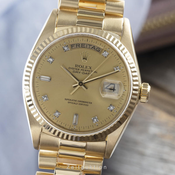Rolex Day-Date 36 18K (0,750) Gold Diamanten Herrenuhr Oyster Perpetual 18038 [2200945]
