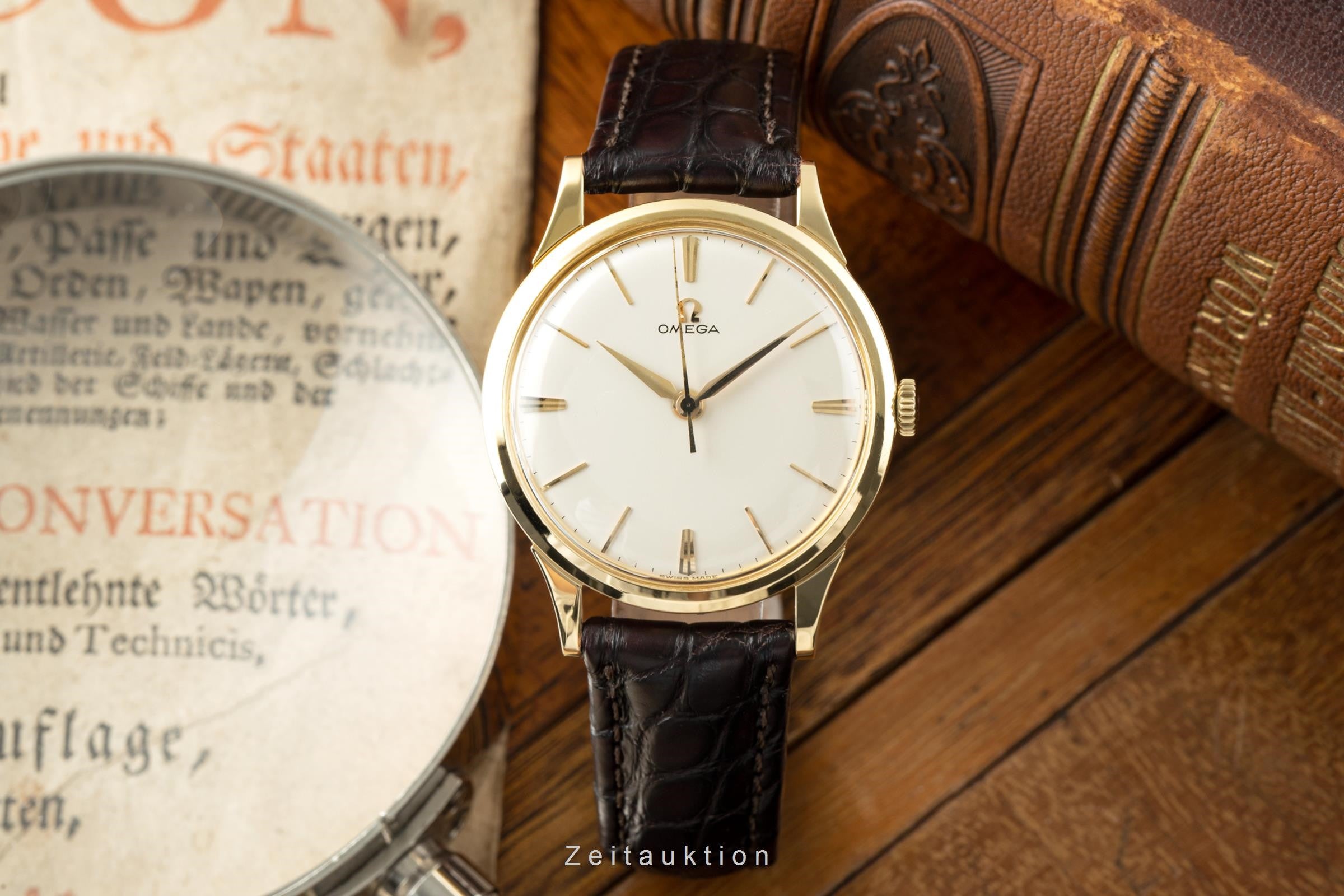 Omega oro 18 ct carica manuale orologio da uomo 14708  Vintage  [2201256]