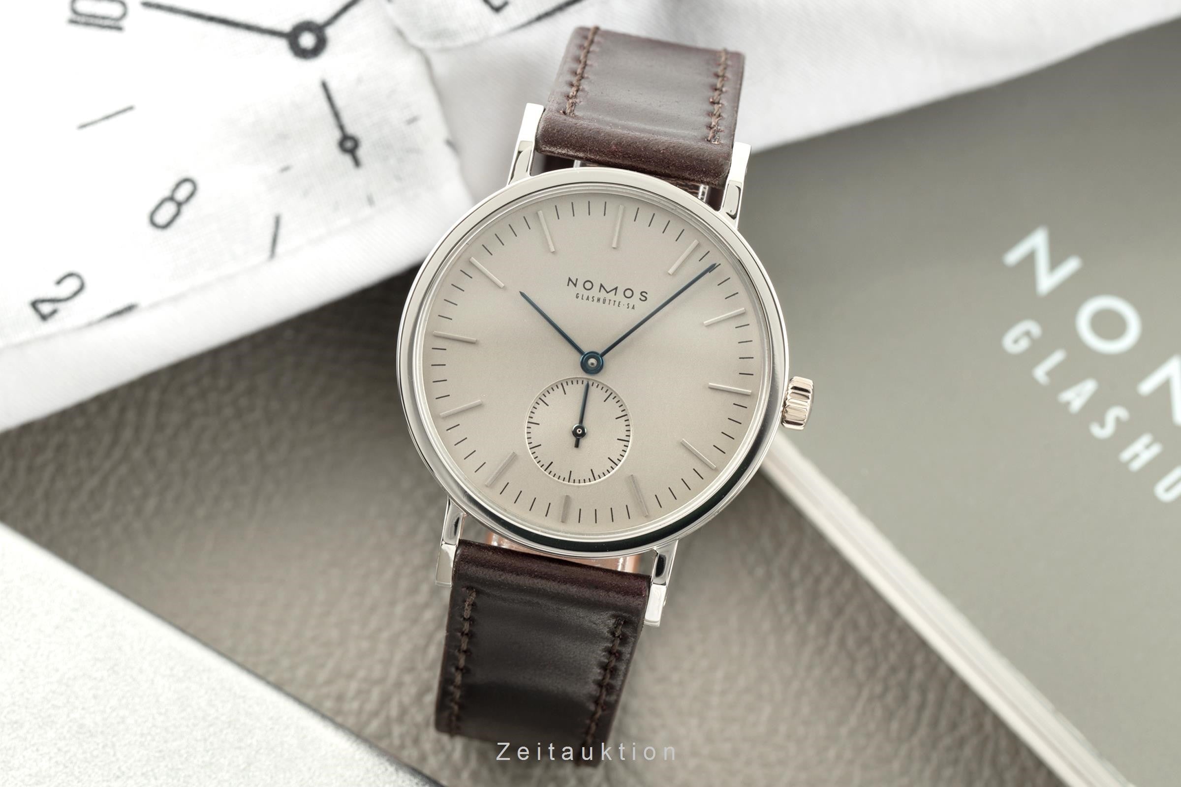 Nomos Glashütte Tangente 950 Platin Handaufzug Herrenuhr Box & Papiere 2000 [2201942]