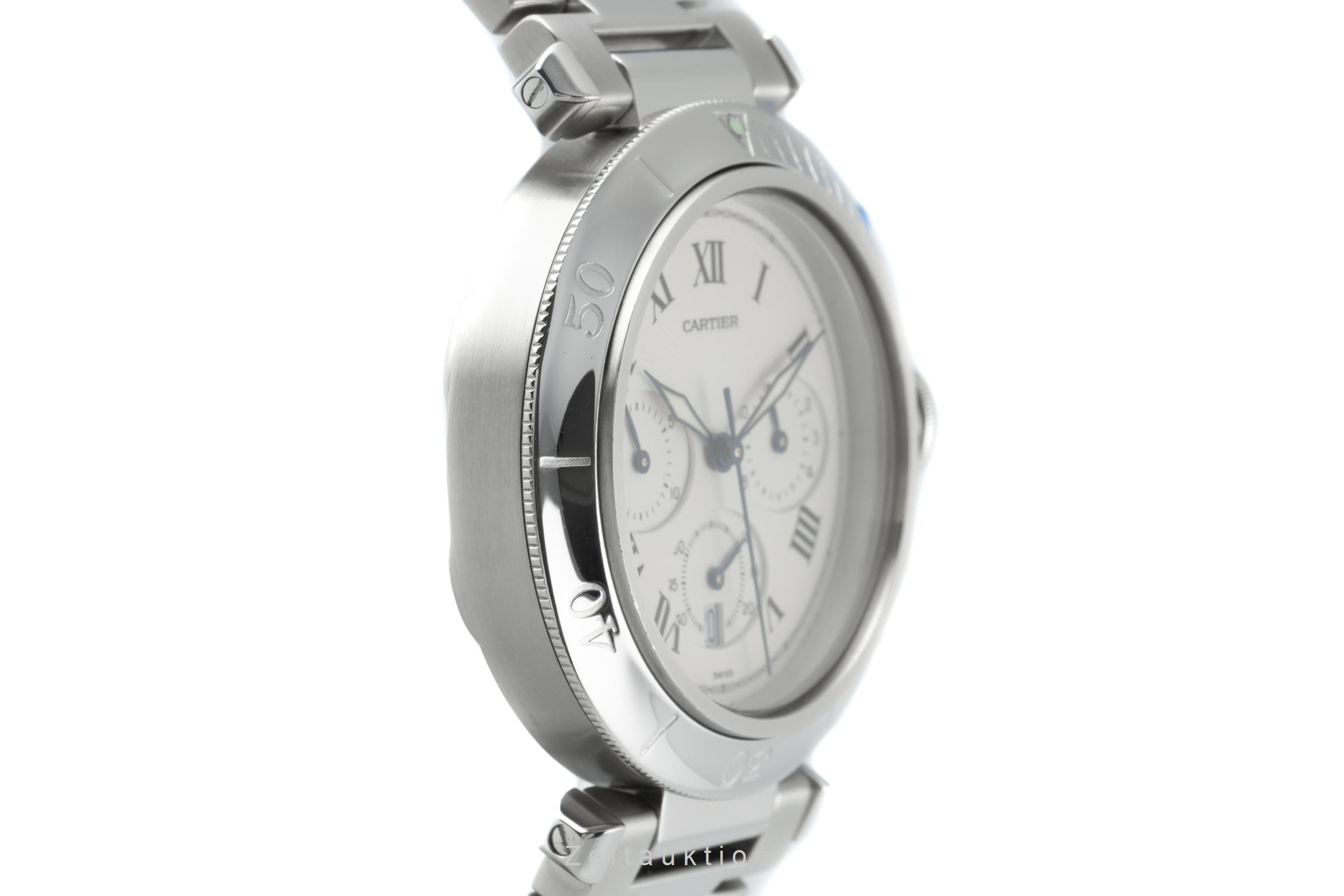 Cartier Pasha chronograph steel quartz men's watch 1050, W31018H3  [2202504]