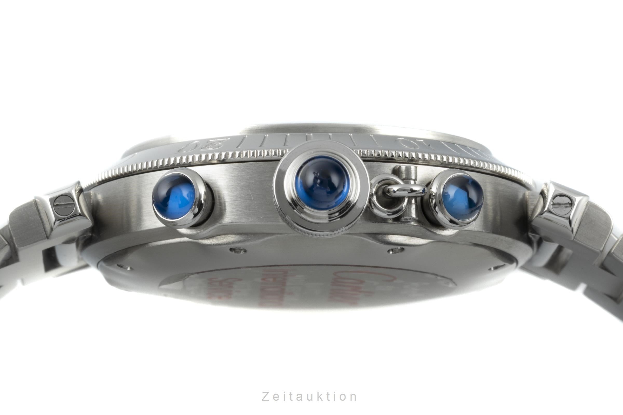 Cartier Pasha chronograph steel quartz men's watch 1050, W31018H3  [2202504]