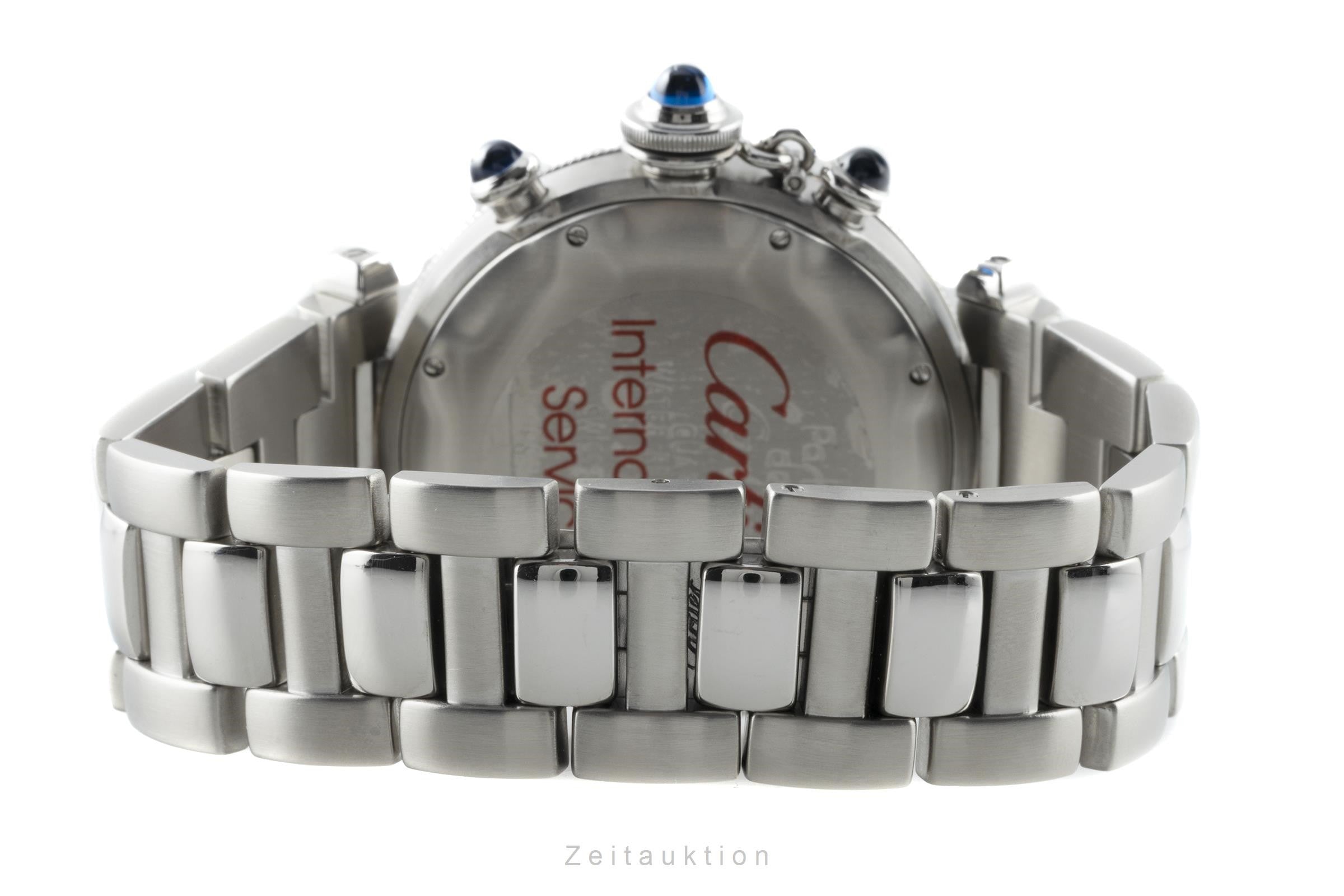 Cartier Pasha chronograph steel quartz men's watch 1050, W31018H3  [2202504]