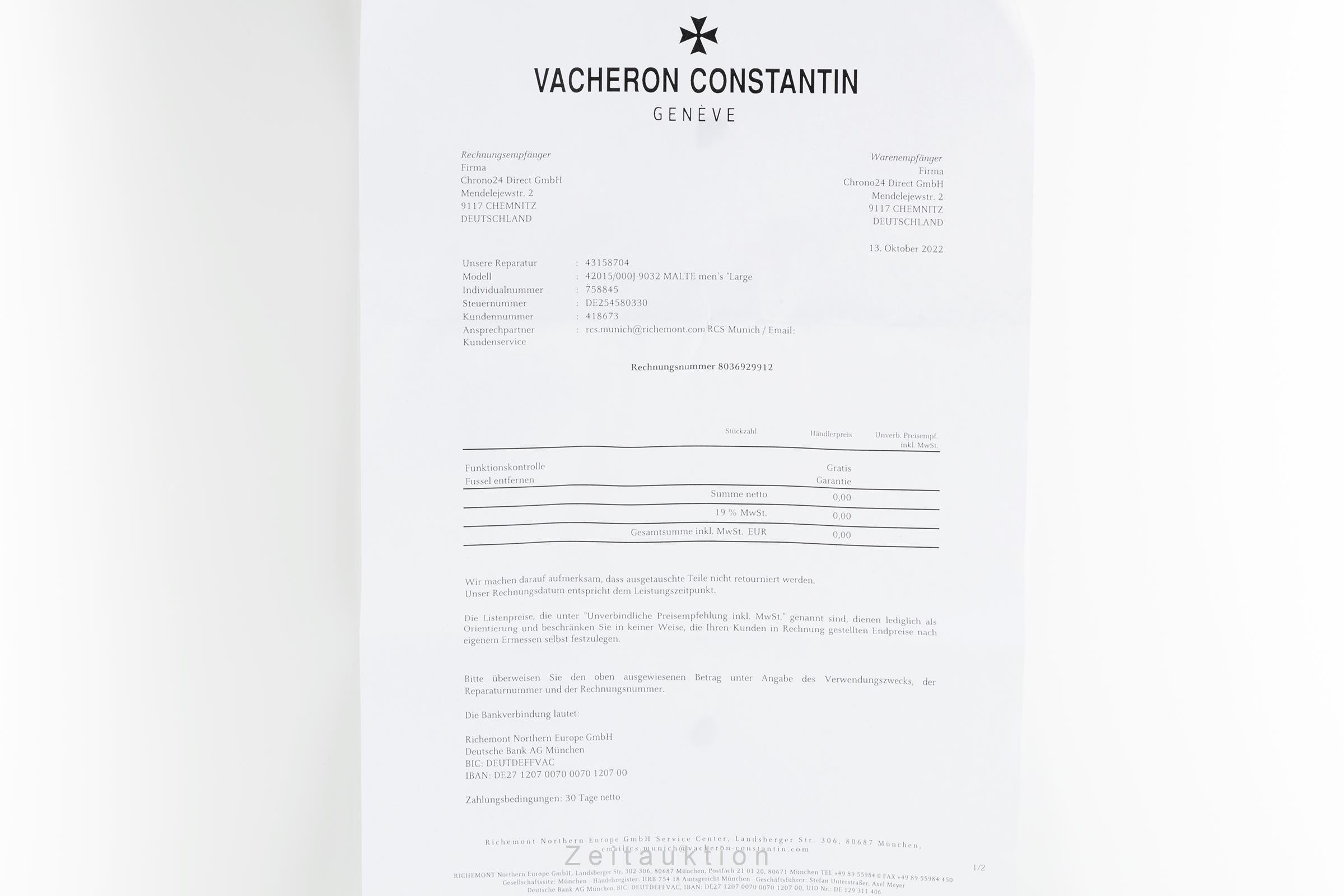 Vacheron & Constantin Malte oro 18 ct automatismo orologio da uomo 42015 LP: 12200EUR  [2203636]