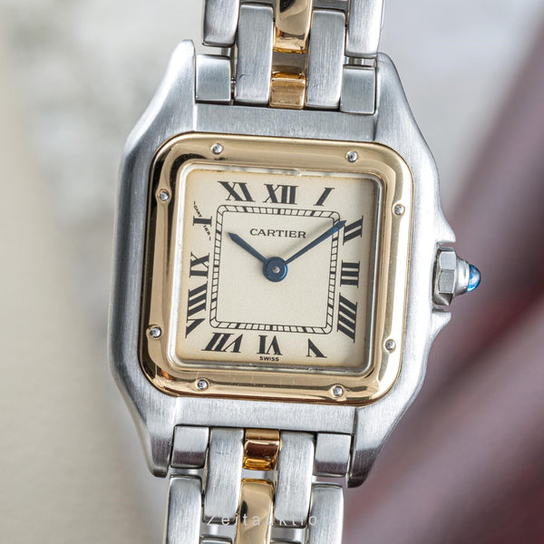 Cartier Panthere 1 Row Stahl / Gold Damenuhr Ref. 166921 Papiere 1988 VP: 8100 € [2203795]