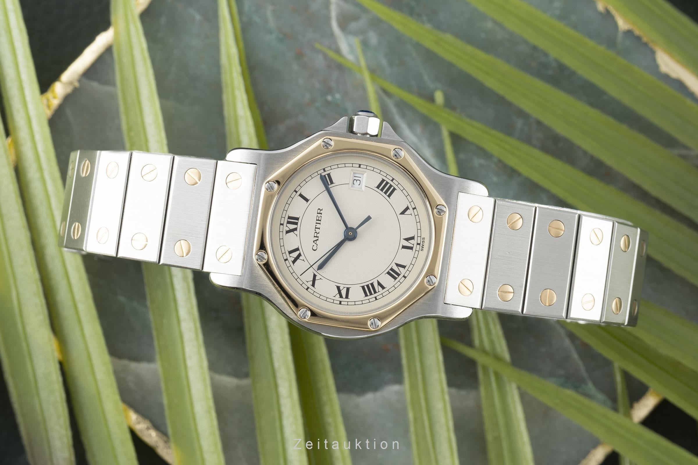 Cartier Santos Ronde acier / or  quartz montre pour femmes 187902  [2204091]